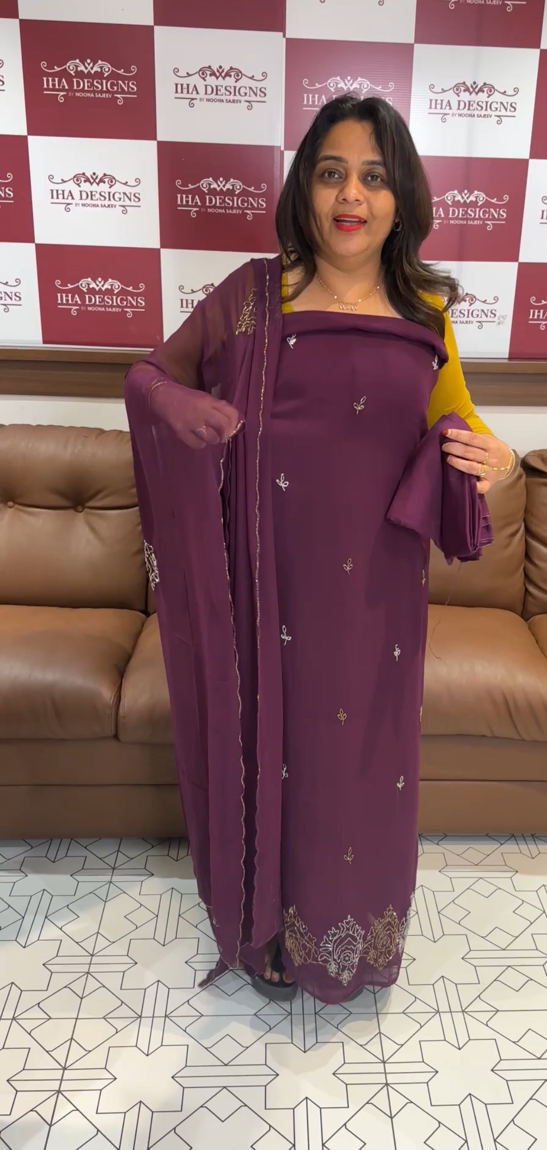 HAND WORKED GEORGETTE UNSTITCHED SALWAR SUITS - IHA 24722