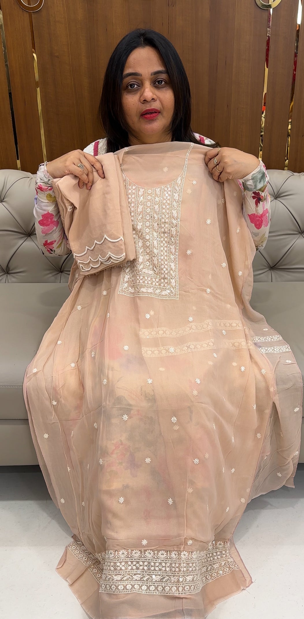 SHIMMER GEORGETTE UNSTITCHED SALWAR SUITS - IHA 26076