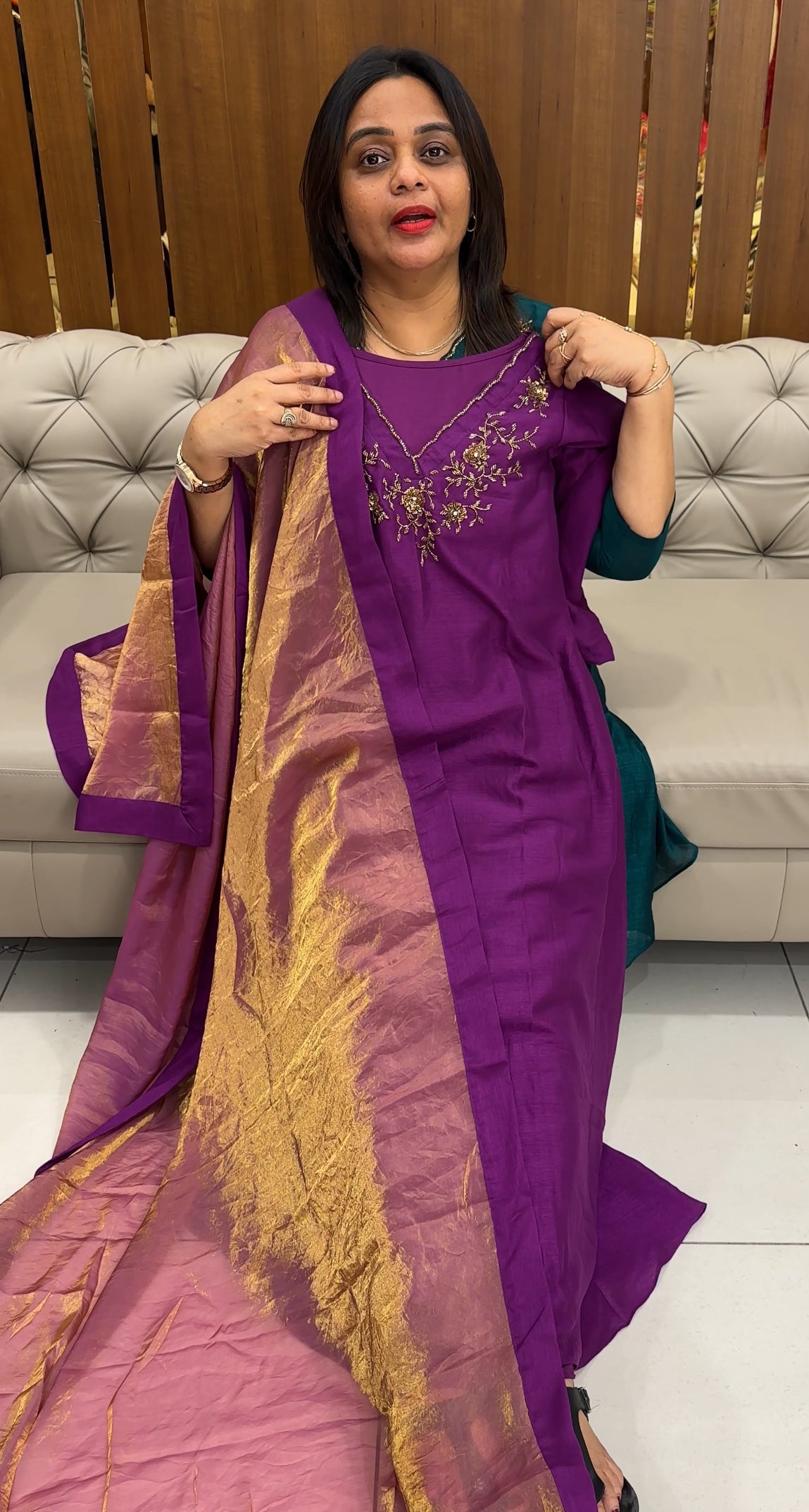 IHA'S IN-HOUSE LONG ALINE TOP AND DUPATTA - IHA 26099