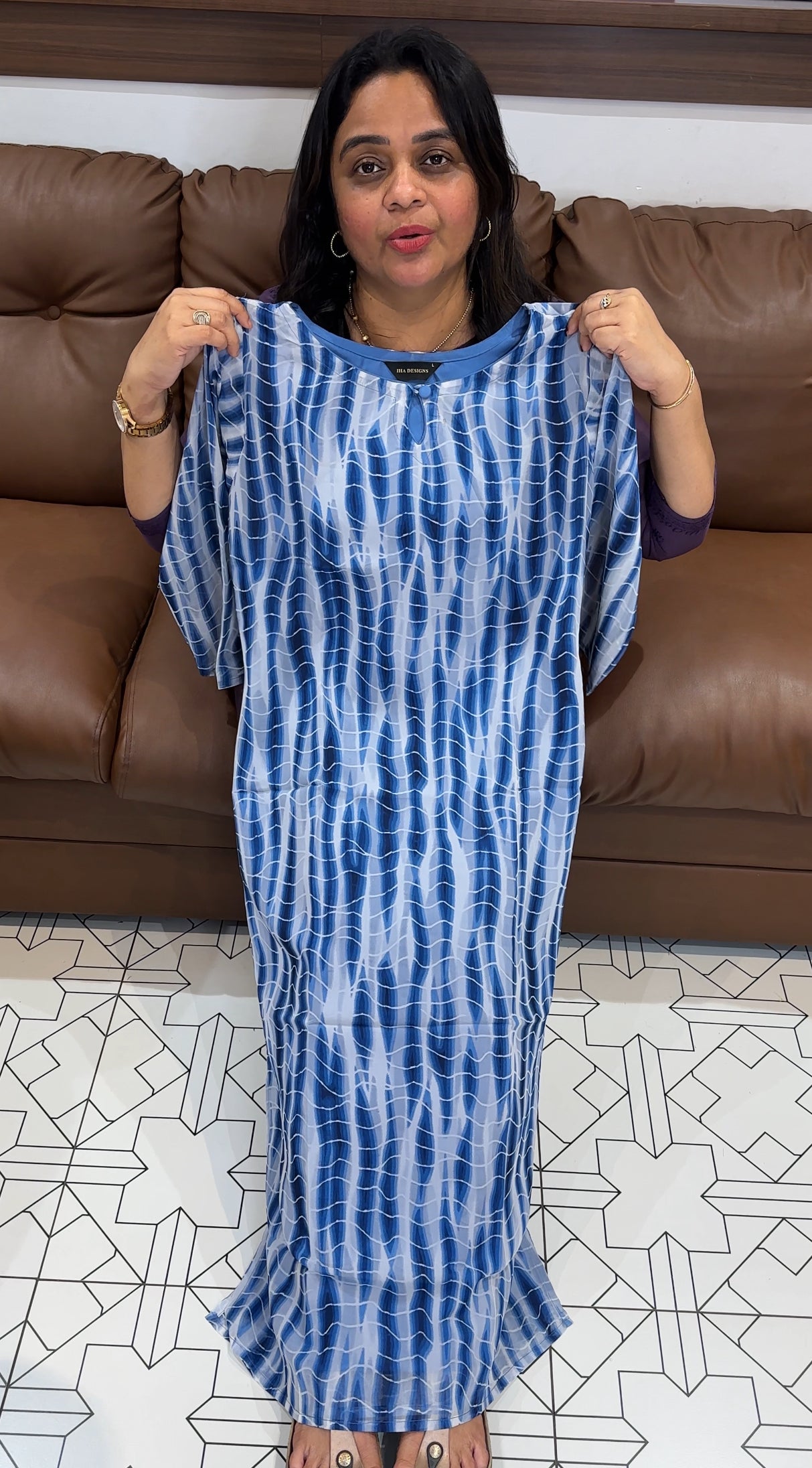 PRINTED GEORGETTE LONG TOPS - IHA 27177