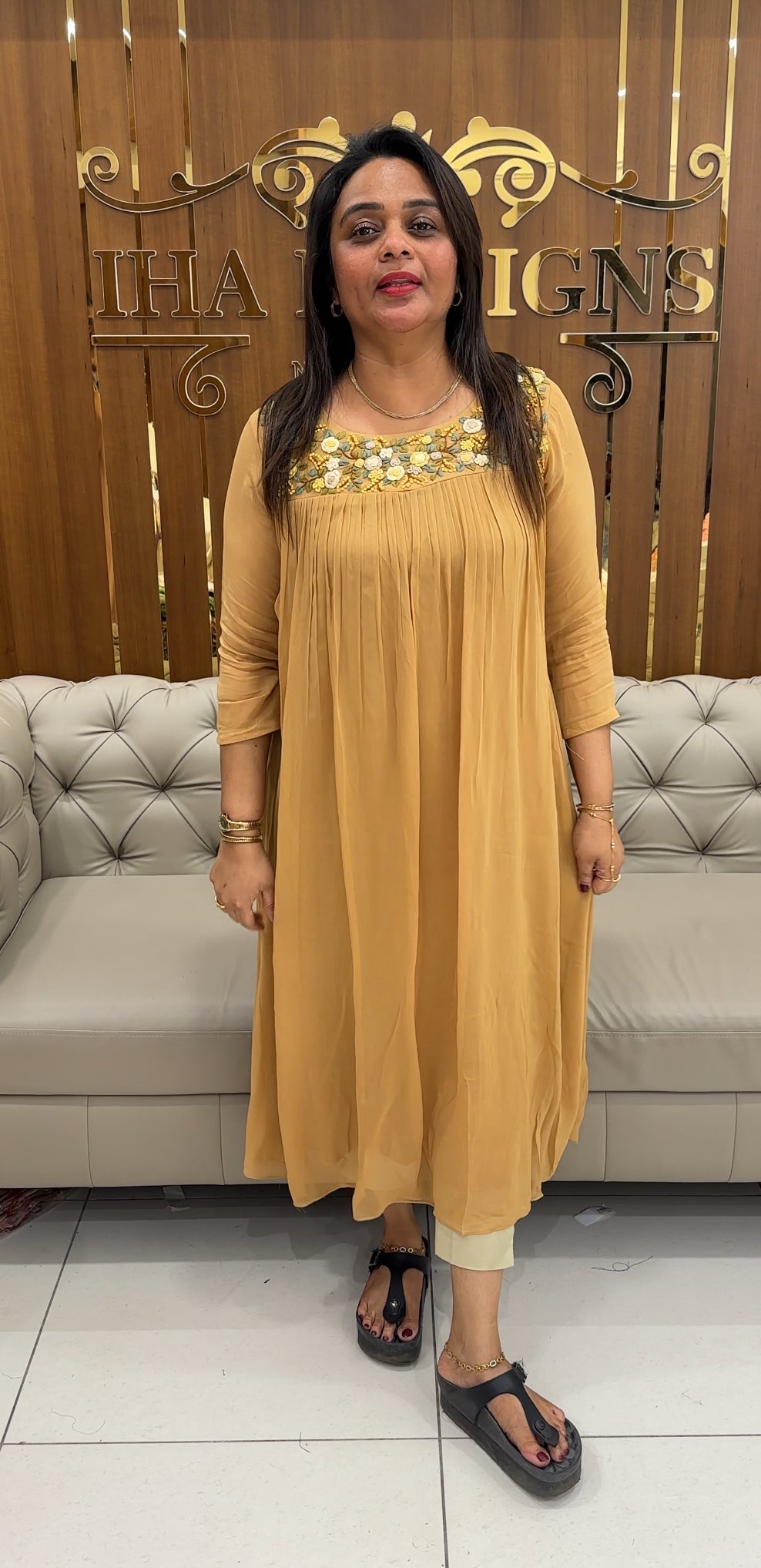 HAND WORKED GEORGETTE ALINE TOPS - IHA 25789