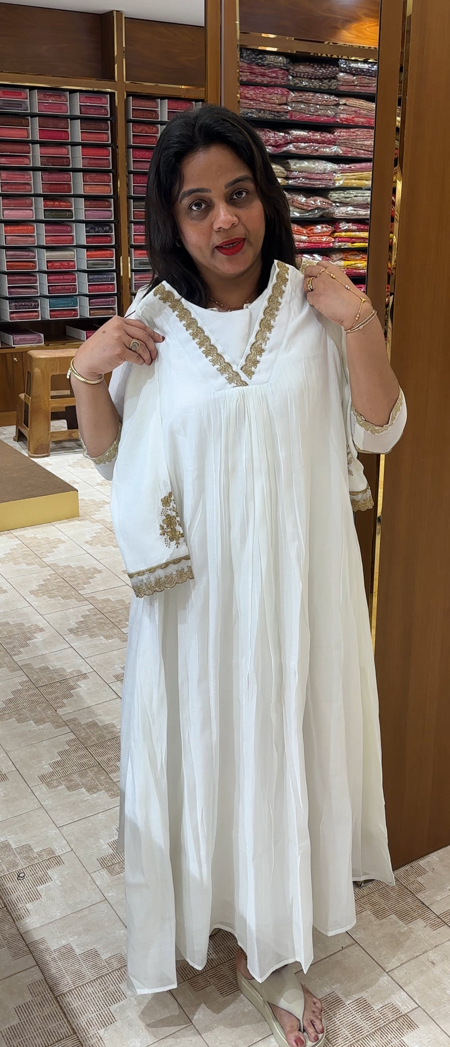 IHA'S IN-HOUSE MALAI CHANDERI SLITTED TOPS - IHA 24841