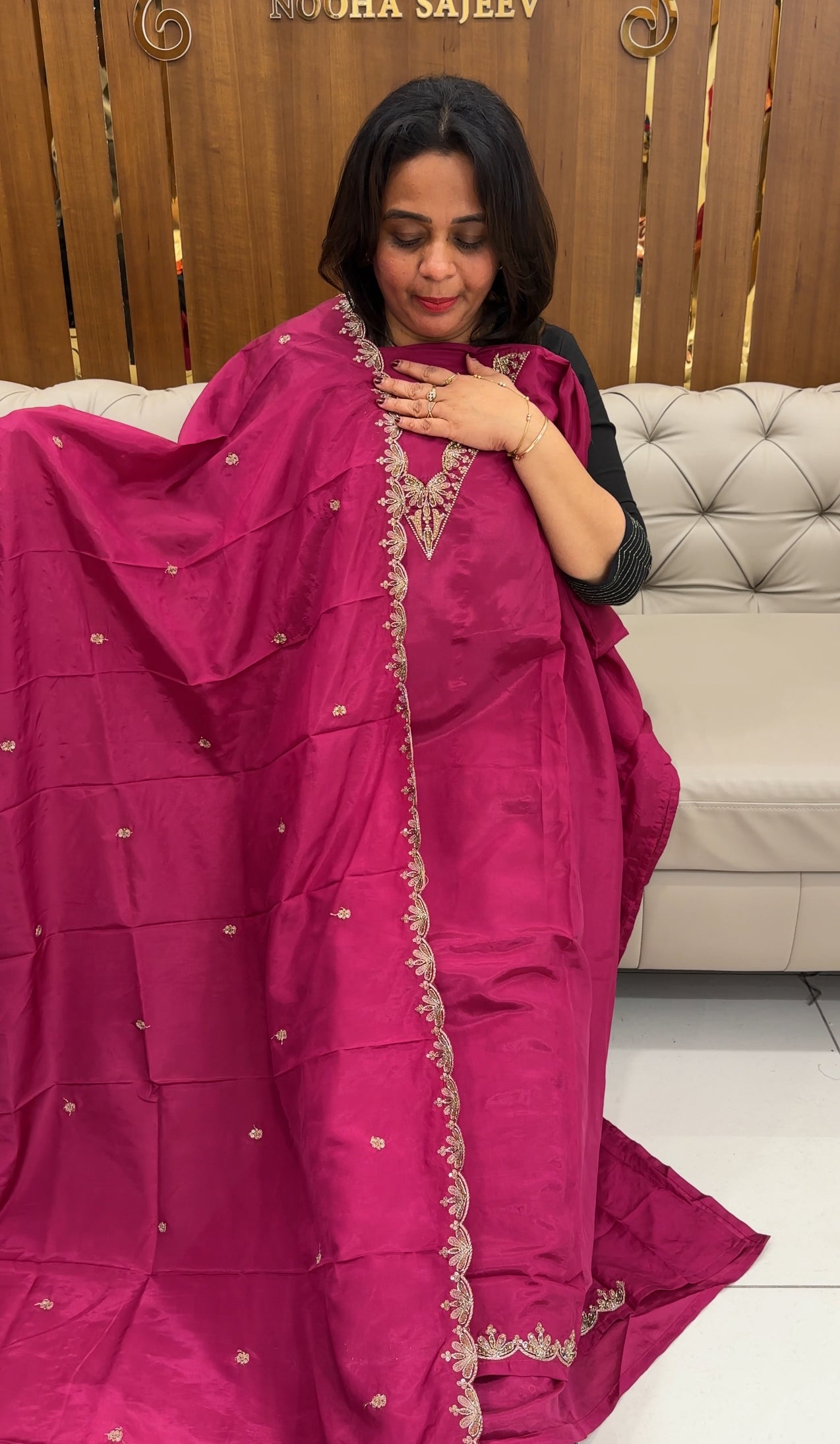 CRAPE UNSTITCHED SALWAR SUITS - IHA 25896