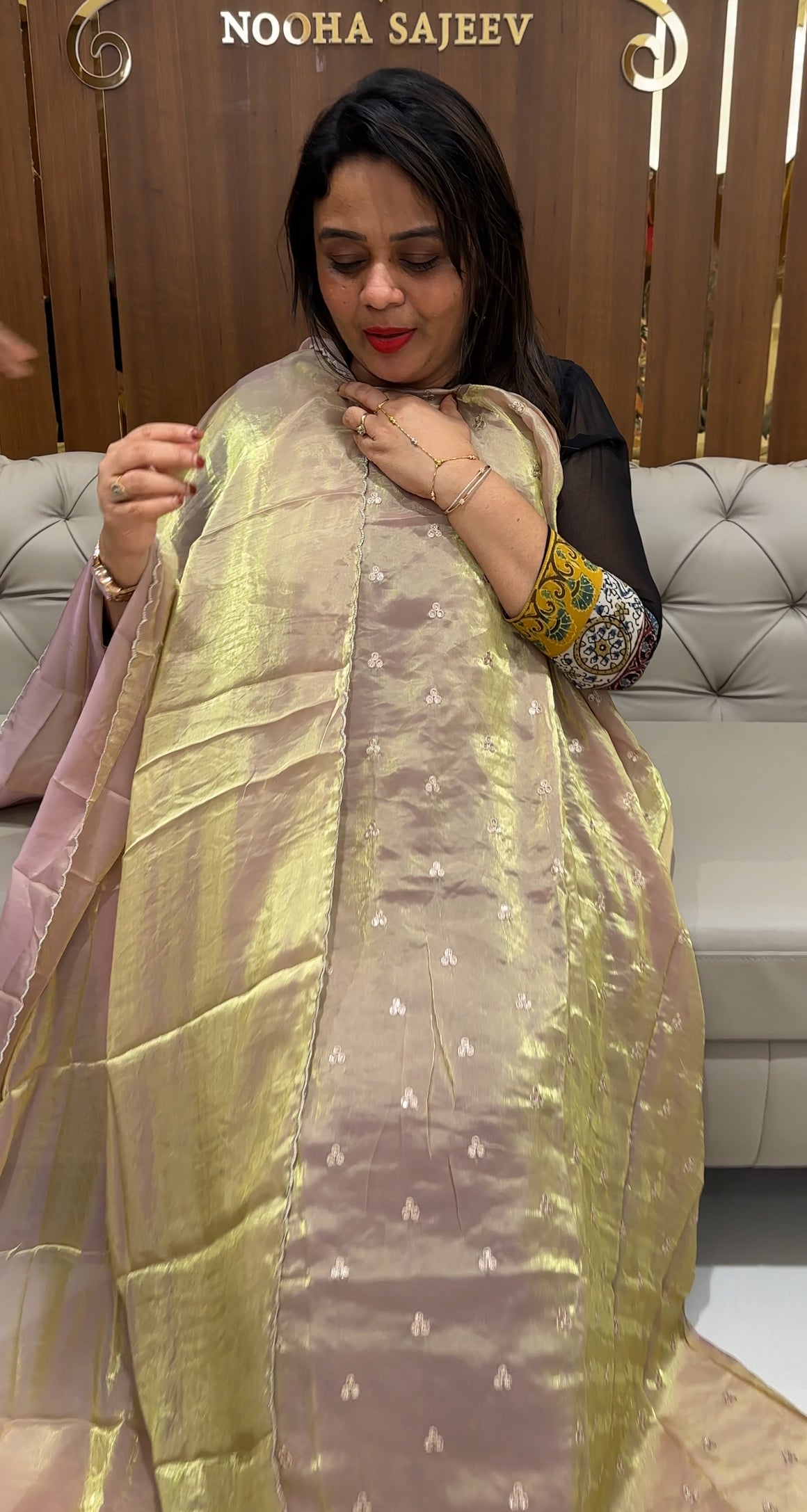 VELVET ORGANZA UNATITCHED SALWAR SUITS - IHA 24168