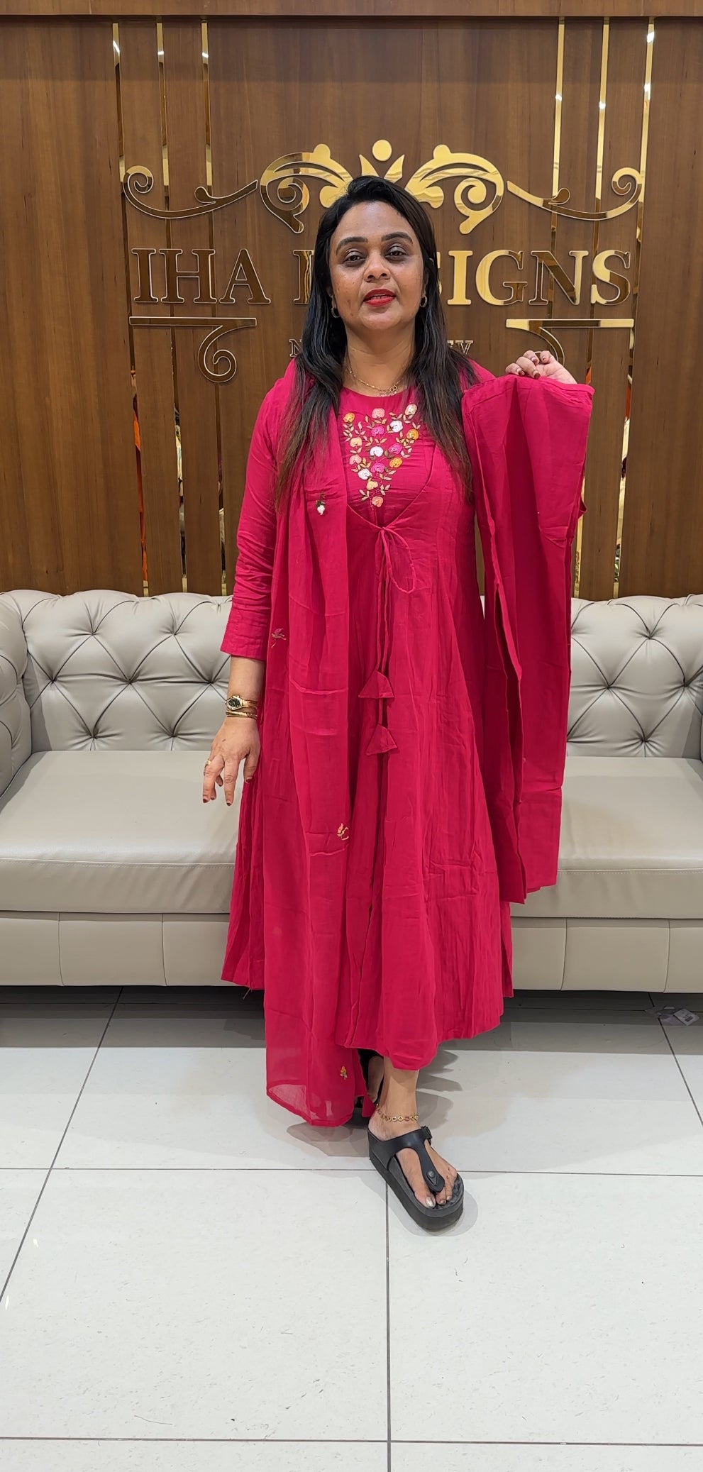 MULMUL COTTON JACKET TOP,BOTTOM AND DUPATTA - IHA 24630