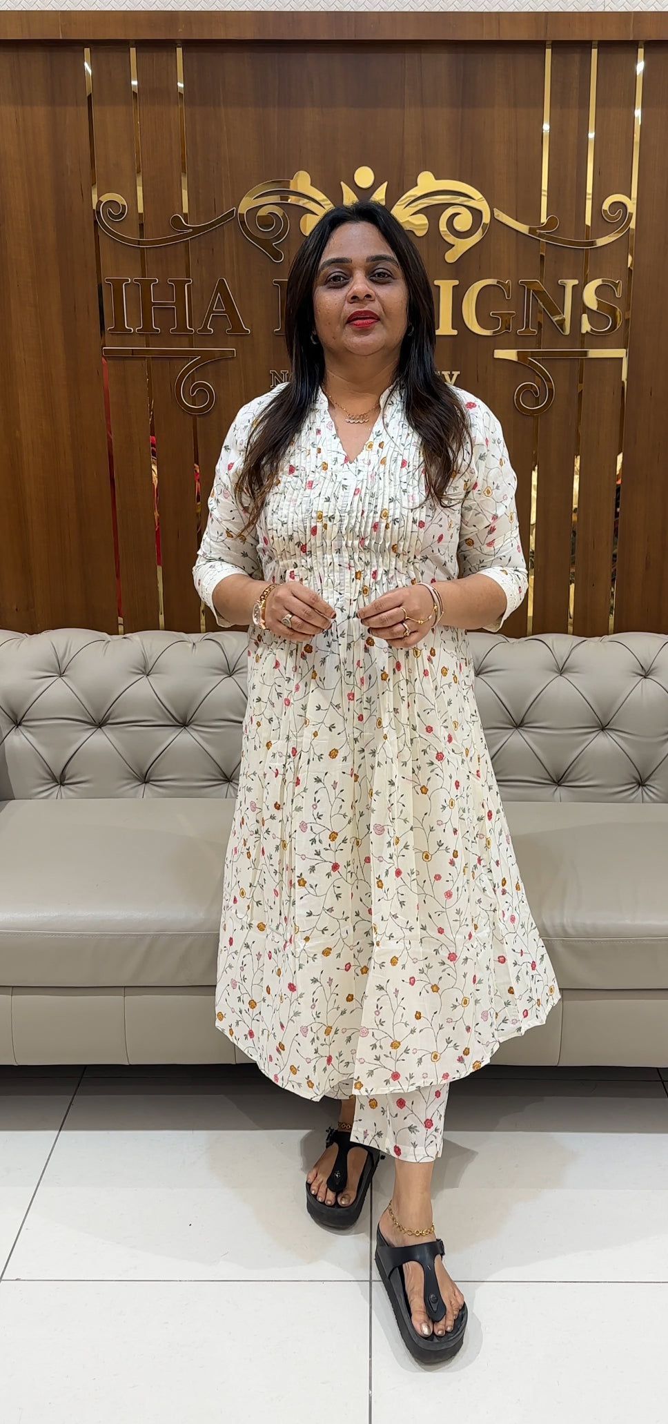 PRINTED COTTON ALINE TOP AND BOTTOM - IHA 24523