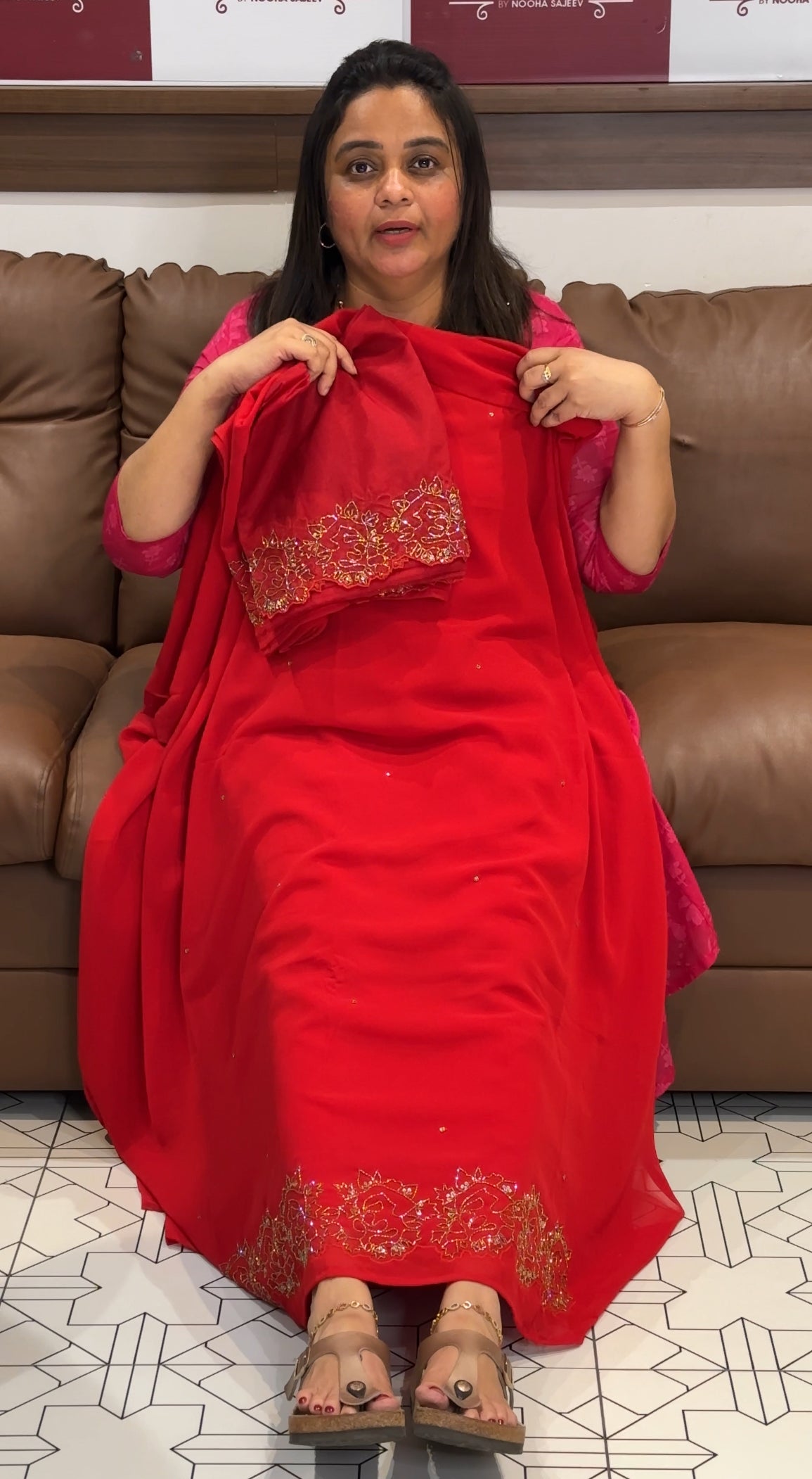 HAND WORKED UNSTITCHED SALWAR SUITS - IHA 27335