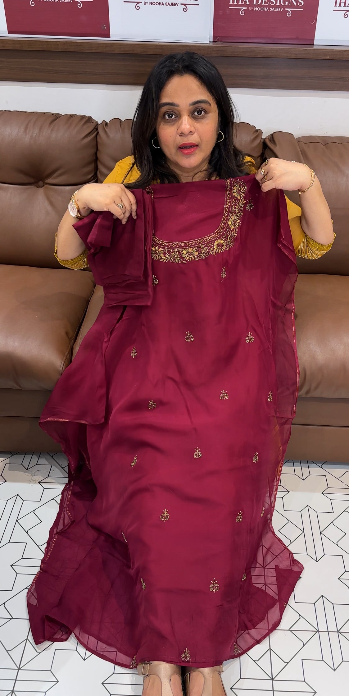 HANDWORKED ORGANZA UNSTITCHED SALWAR SUITS - IHA 26664