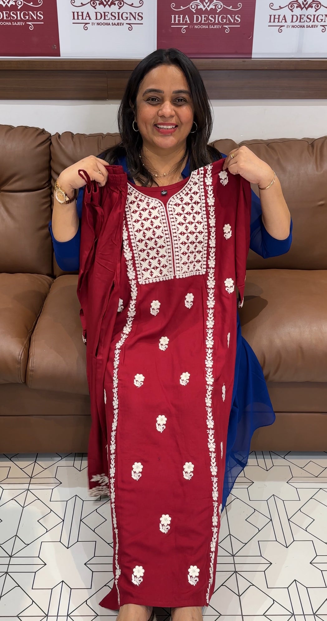 LUCKNOWI CHIKANKARI TOP AND BOTTOM - IHA 27199