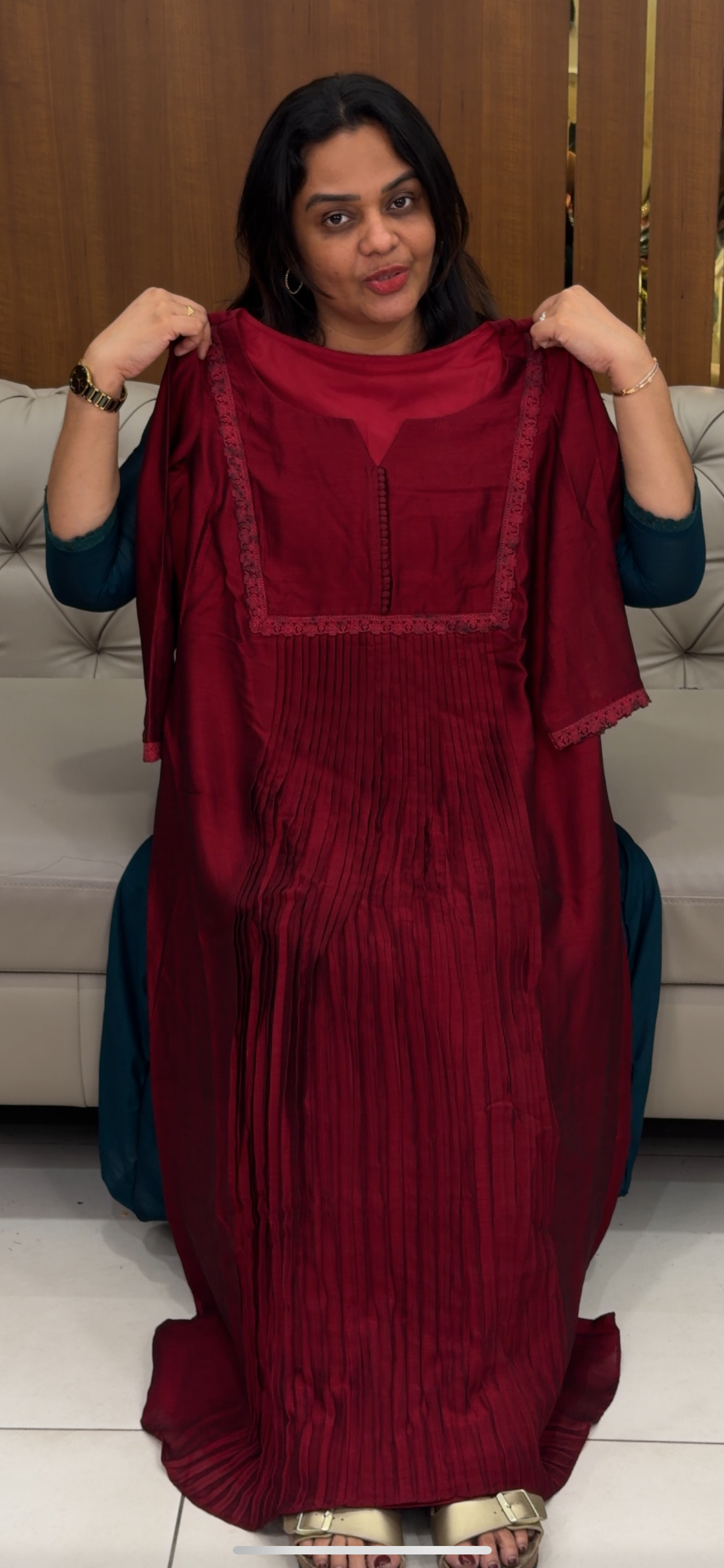 IHA'S IN-HOUSE SEMI RAW SILK ALINE TOP AND BOTTOM - IHA 30690