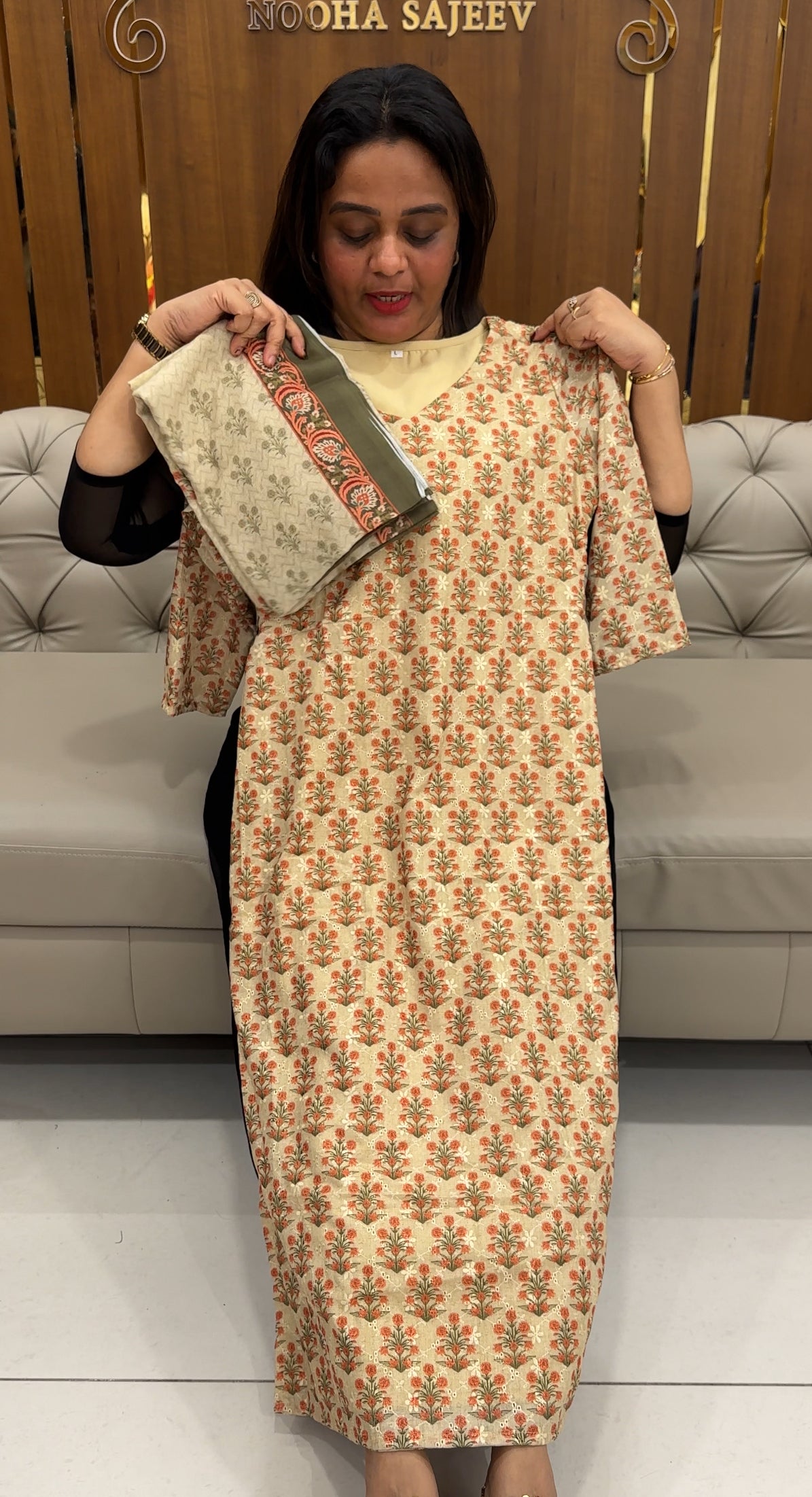 PRINTED HAKOBA TOP, BOTTOM AND DUPATTA - IHA 25880