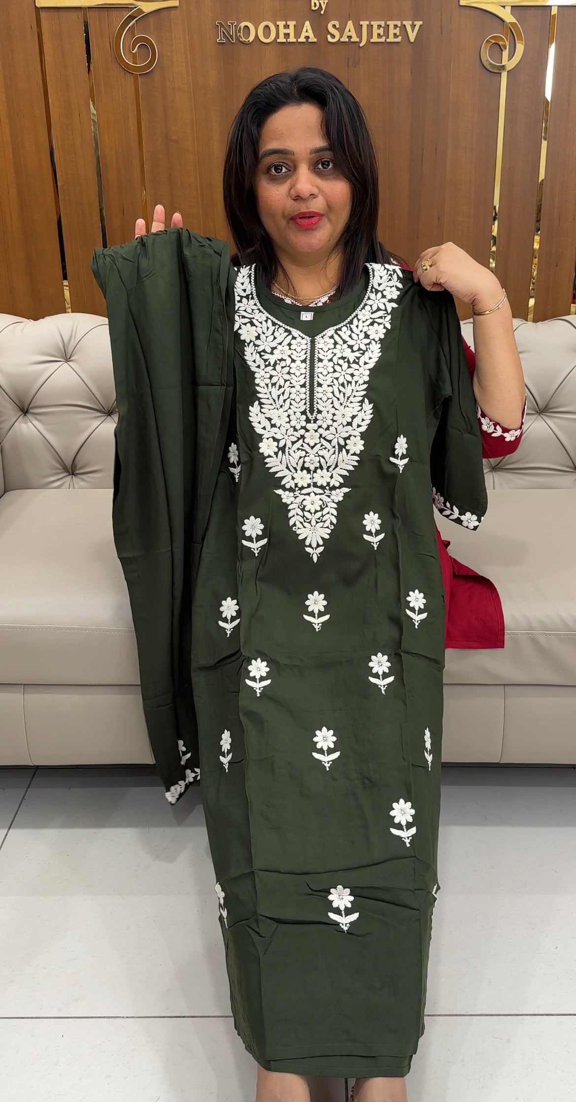 LUCKNOWI CHIKANKARI TOP AND BOTTOM - IHA 25676