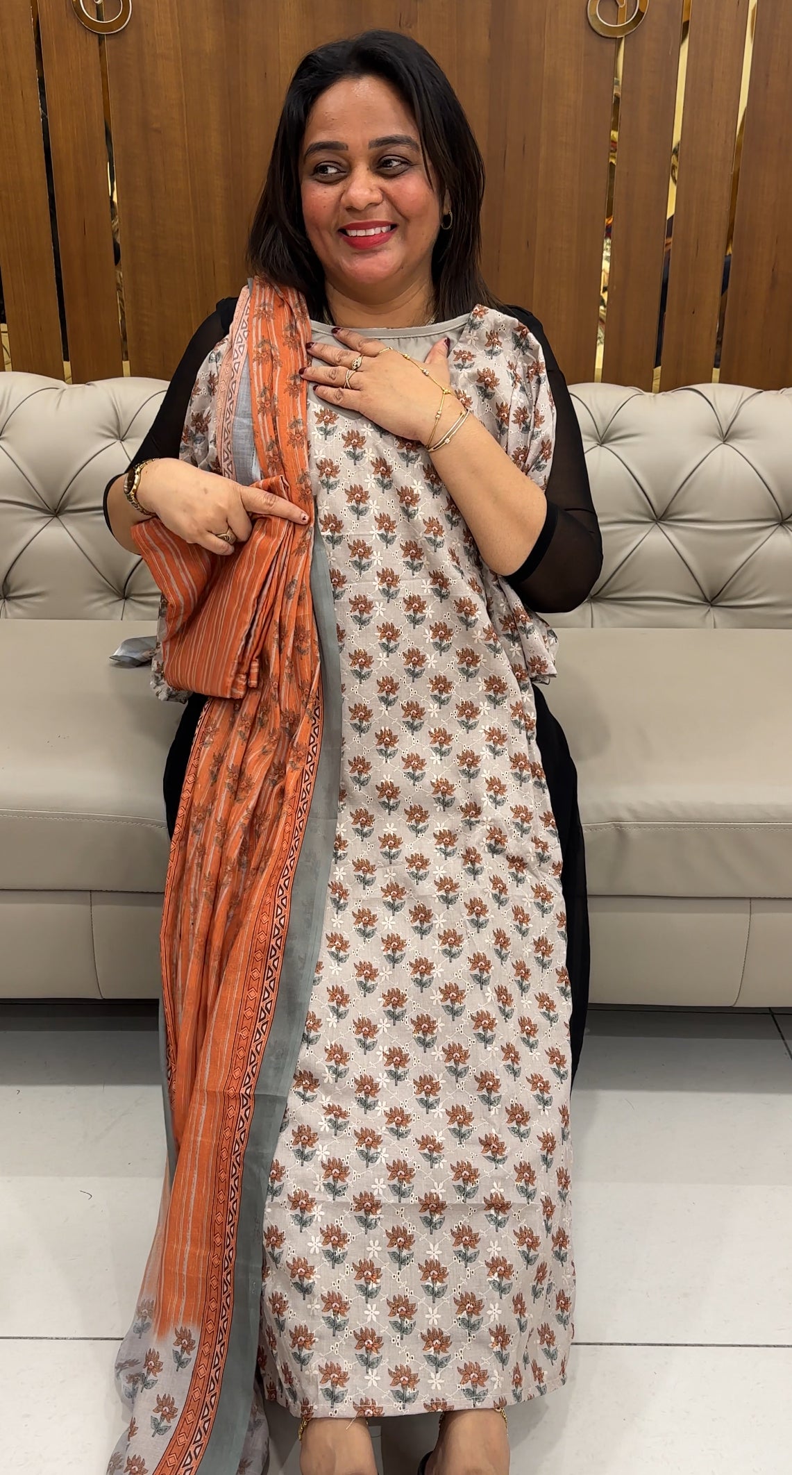 COTTON HAKOBA TOP, BOTTOM AND DUPATTA - IHA 25881
