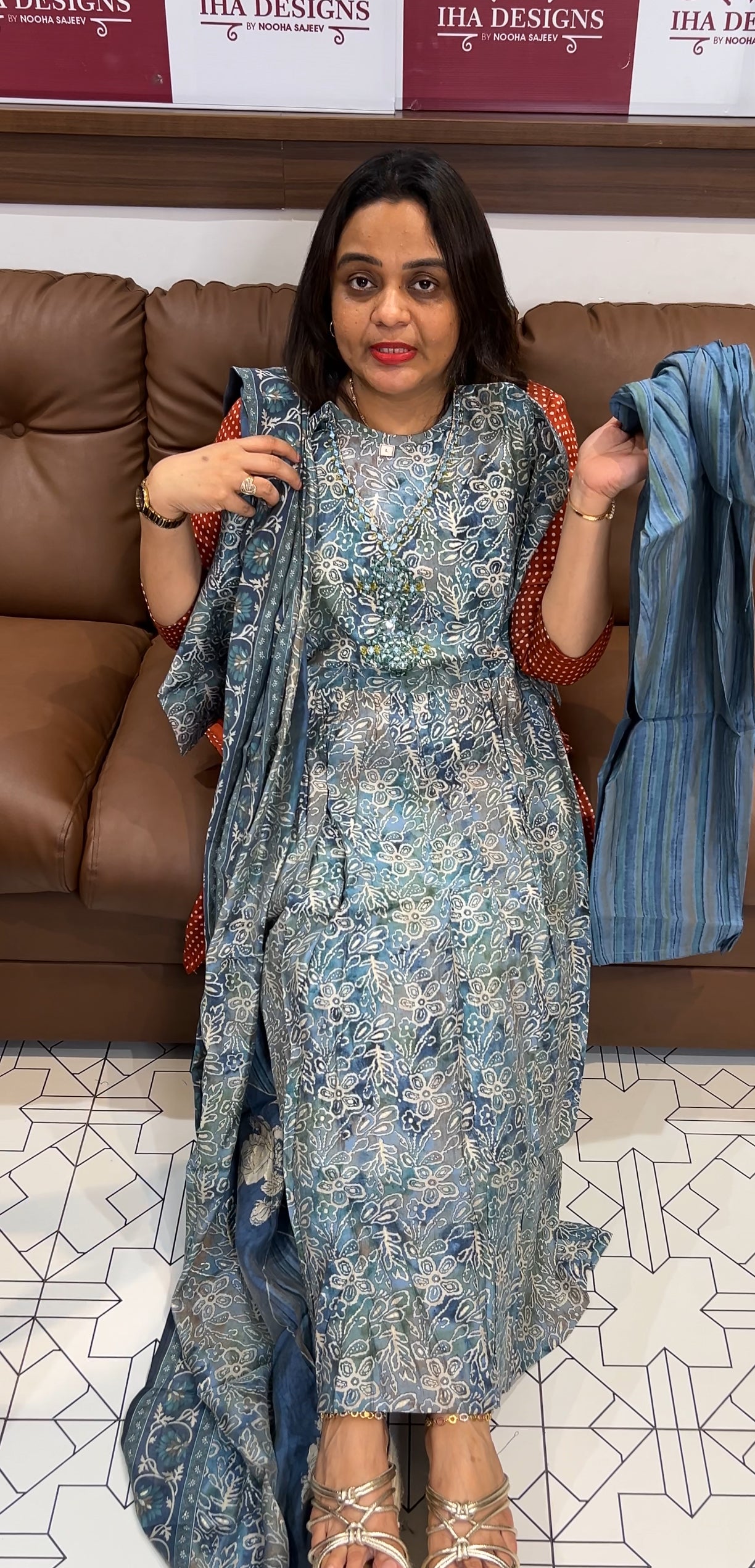 SEMI MODAL TOP,BOTTOM AND DUPATTA - IHA 22858