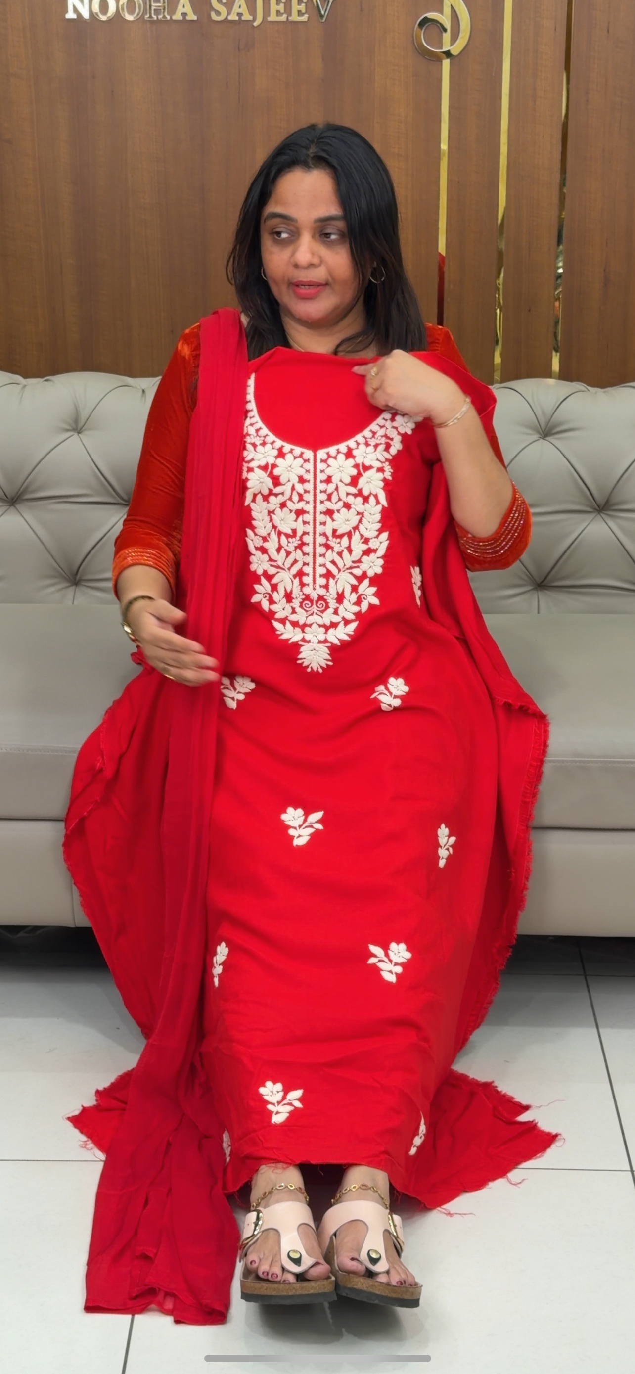 CHIKANKARI UNSTITCHED SALWAR SUITS - IHA 28978