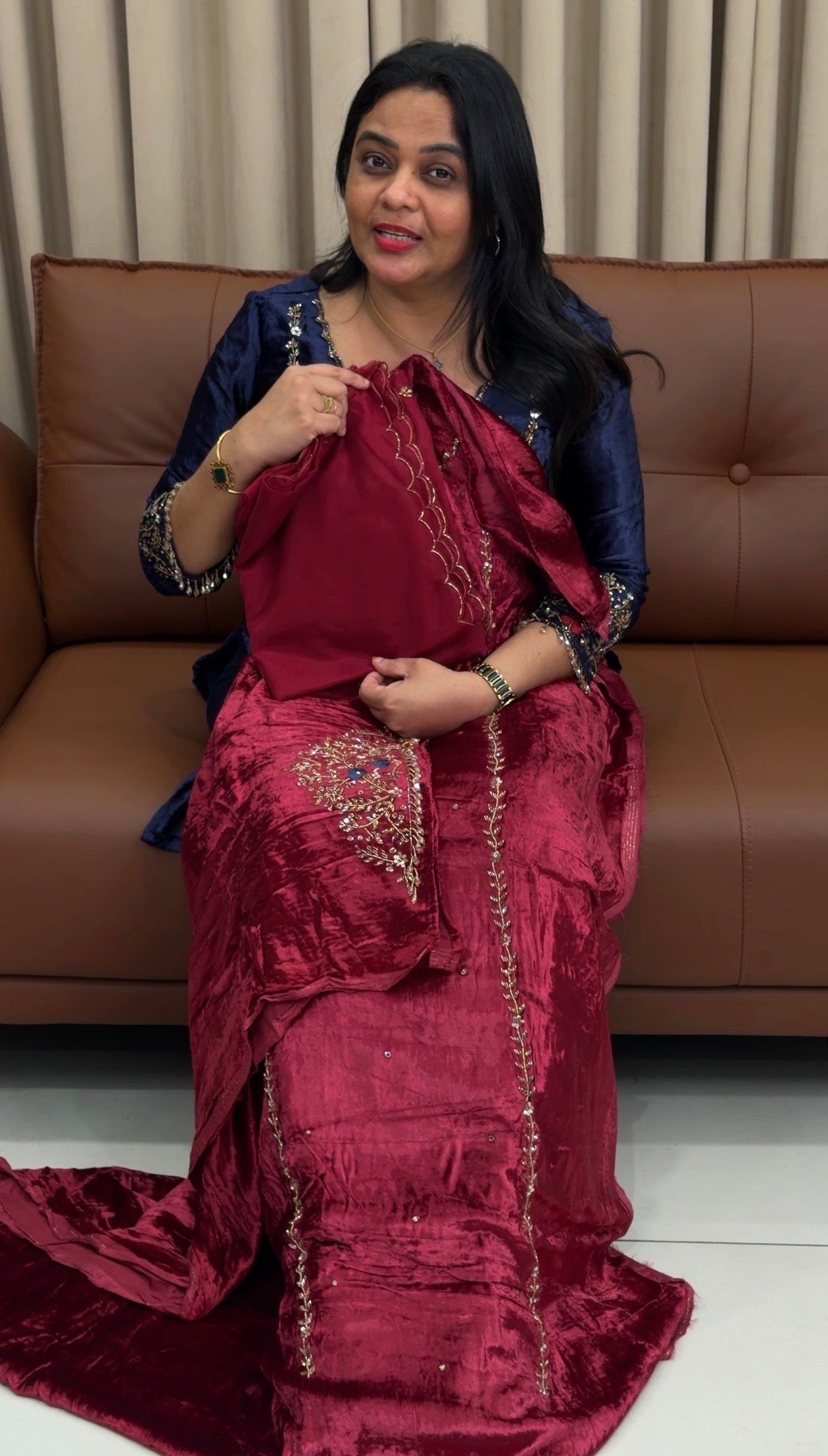 HANDWORKED UNSTITCHED SALWAR SUITS - IHA 34233
