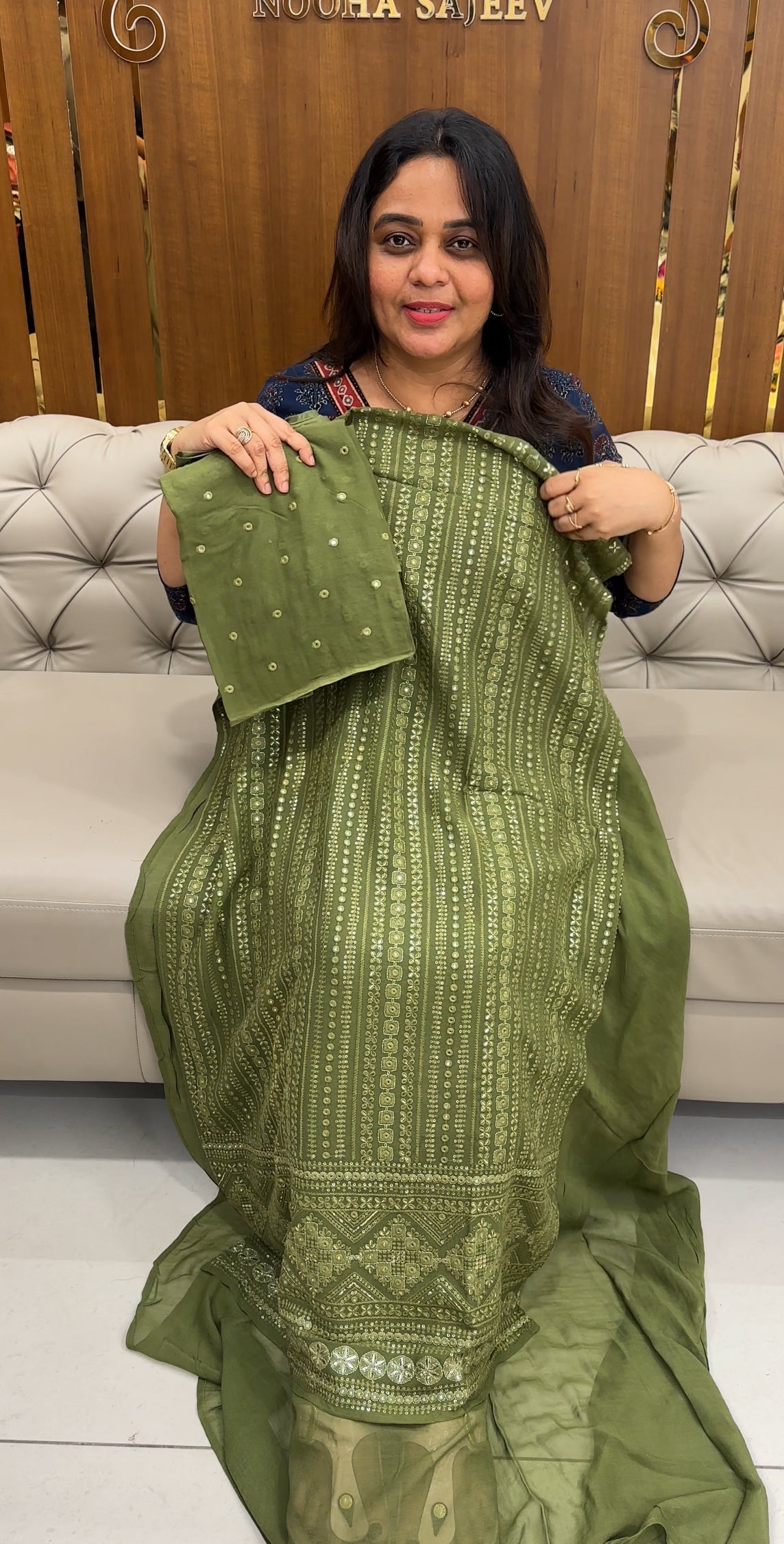 LUCKNOWI CHIKANKARI UNSTITCHED SALWAR SUITS - IHA 26884