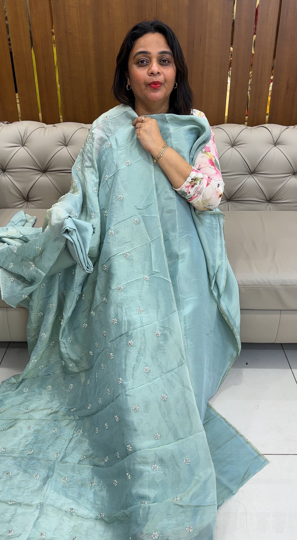 TISSUE UNSTITCHED SALWAR SUITS - 26116