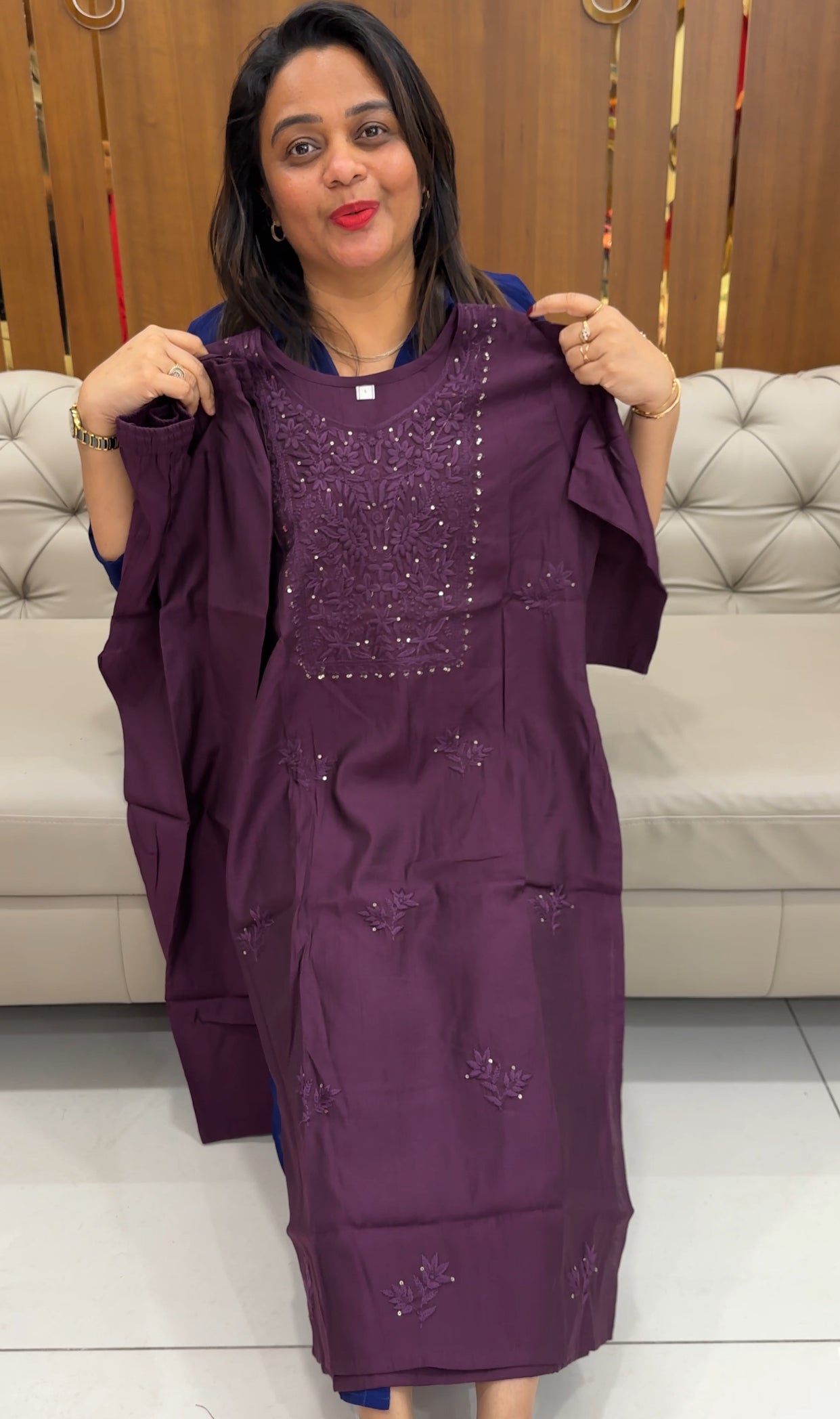 SEMI RAW SILK LONGG TOP AND BOTTOM - IHA 25873