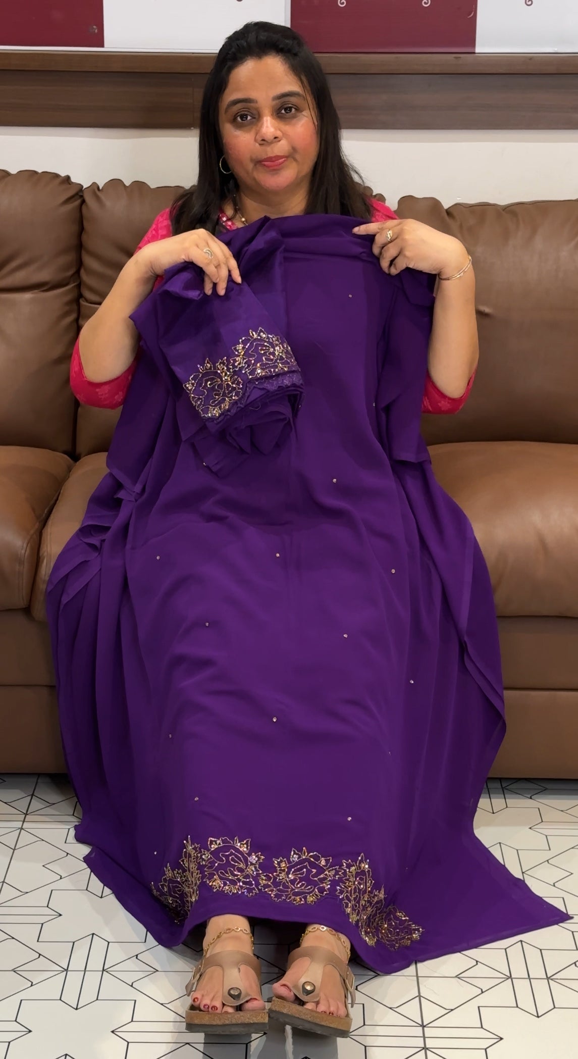 HAND WORKED UNSTITCHED SALWAR SUITS - IHA 27335