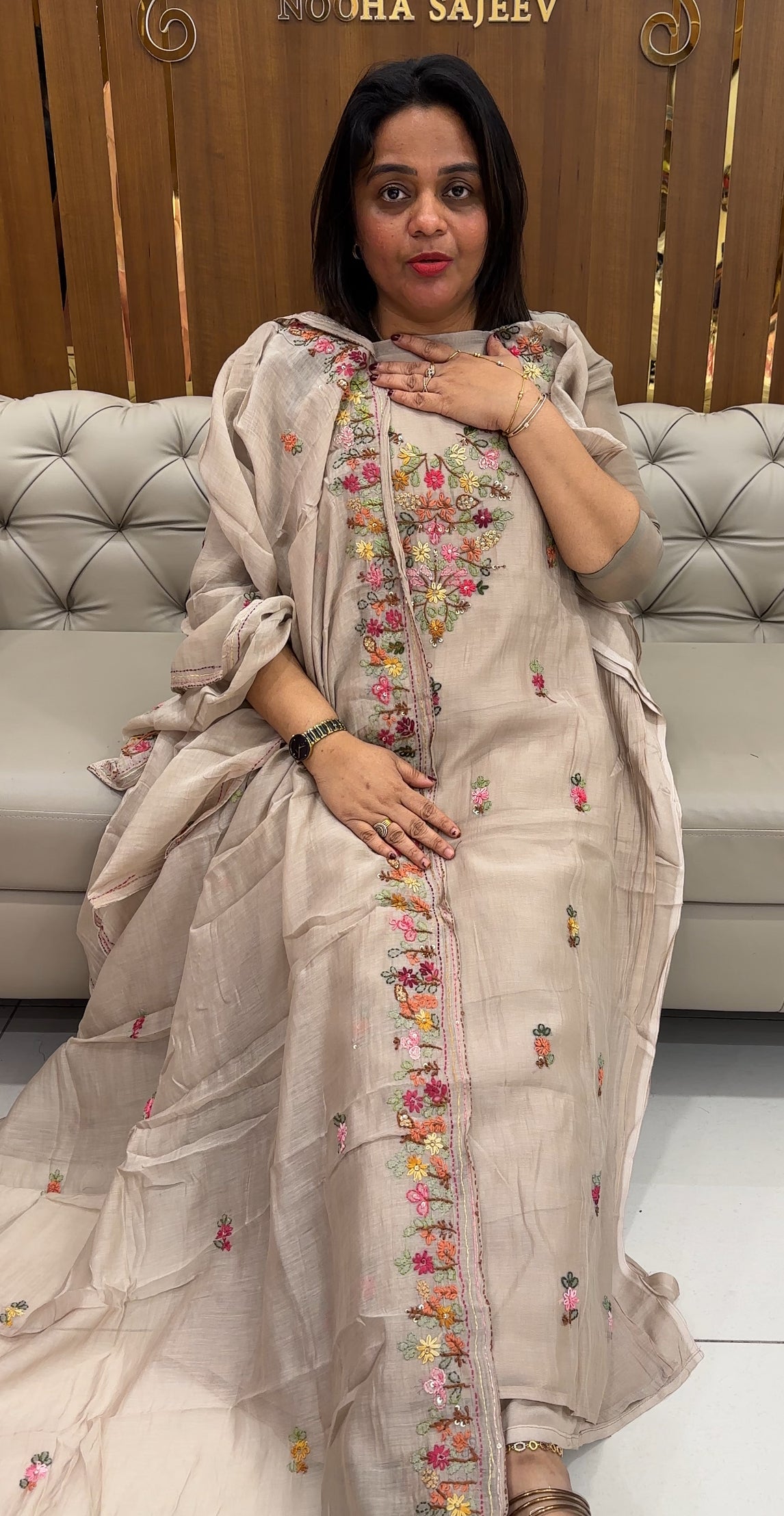 MALAI CHANDERI UNSTITCHED SALWAR SUITS - IHA 25814