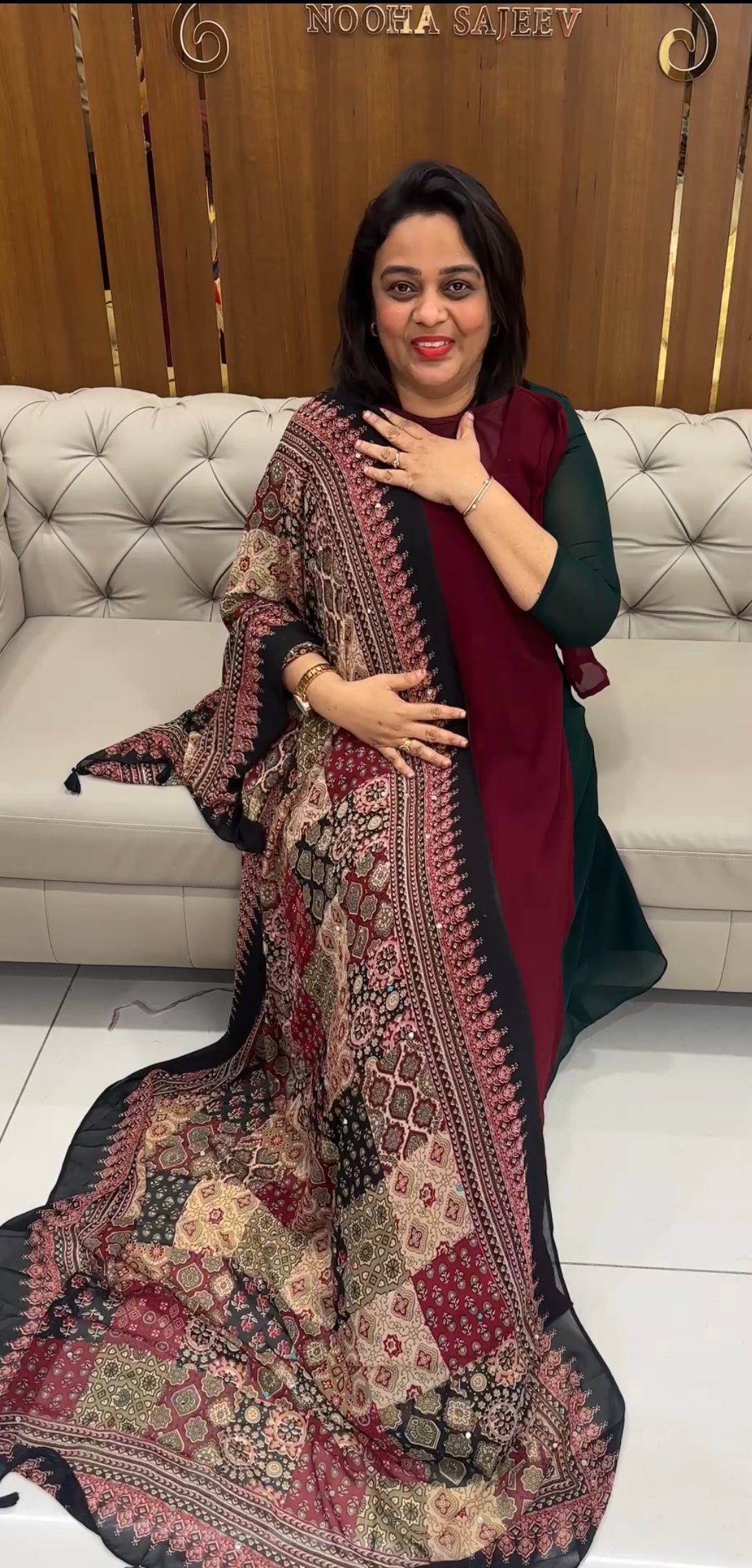 IHA'S IN-HOUSE GEORGETTE SLITTED TOP AND DUPATTA - IHA 25273