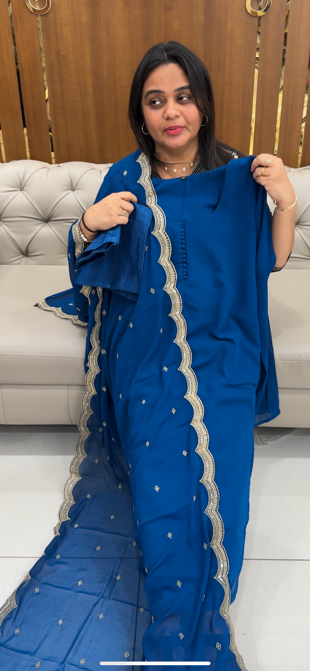 FAUX GEORGETTE TOP, BOTTOM AND DUPATTA - IHA 28583