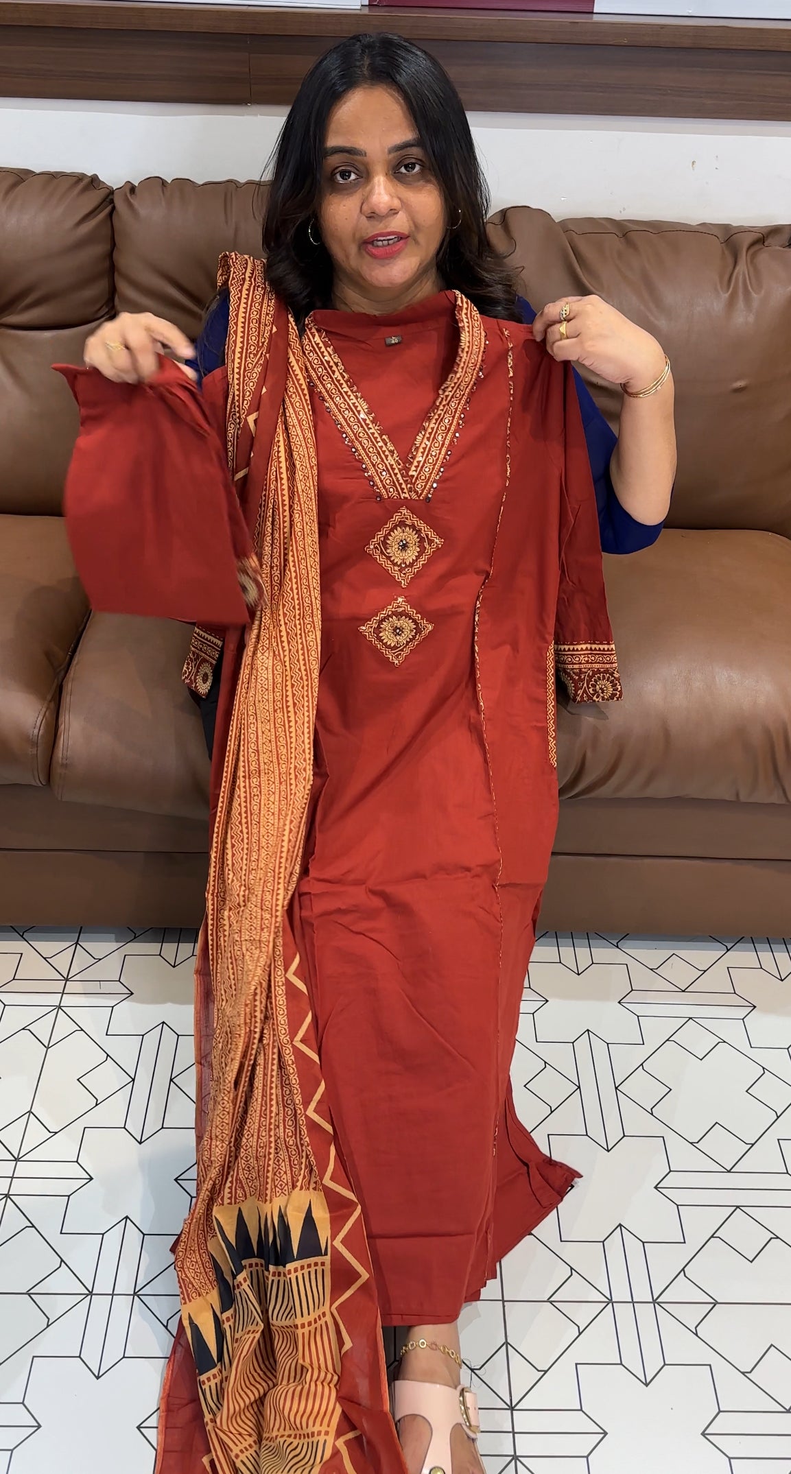 COTTON TOP, BOTTOM AND DUPATTA - IHA 28062