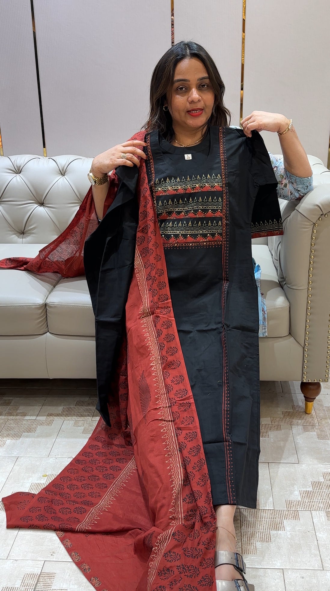 COTON TOP, BOTTOM AND DUPATTA - IHA 22191