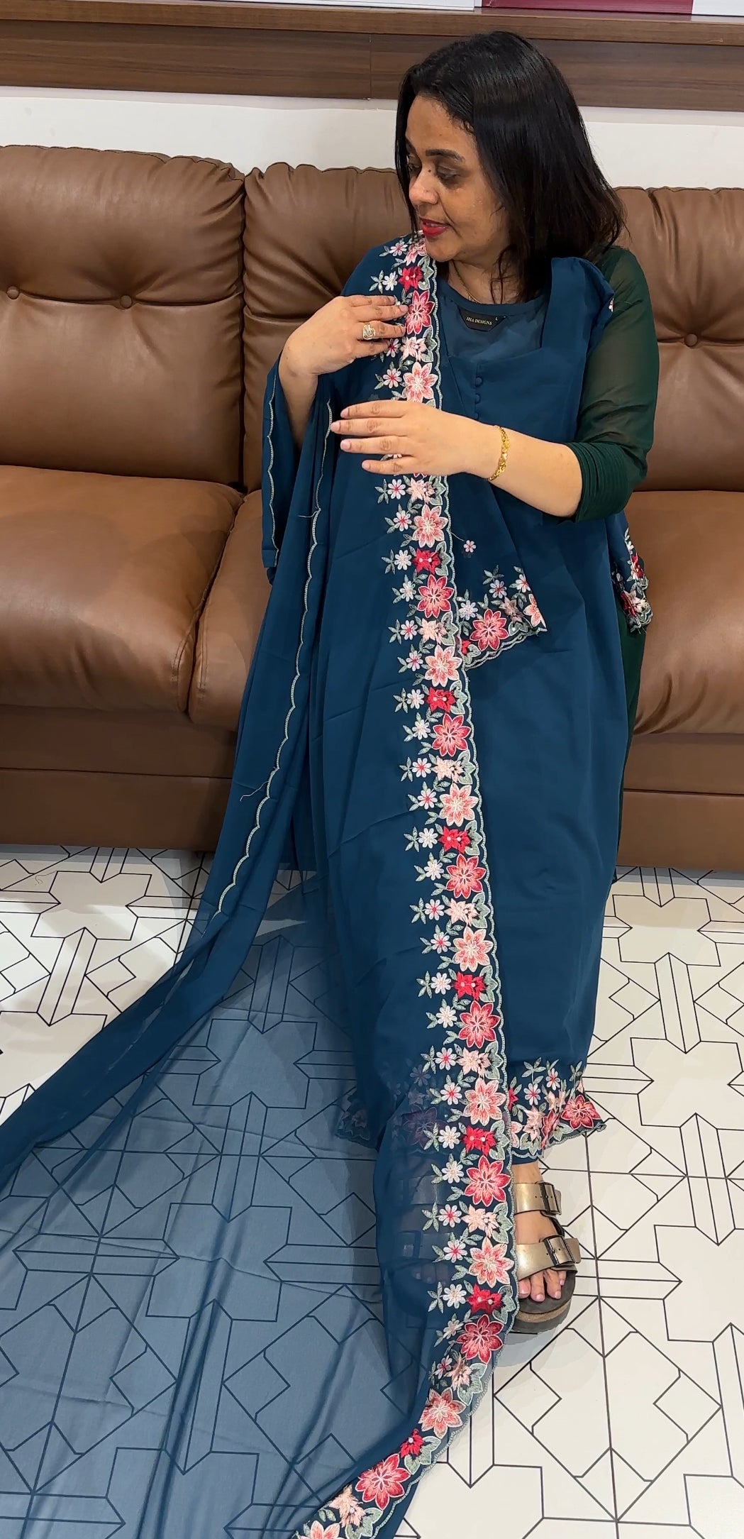 IHA'S IN-HOUSE A-LINE TOP, BOTTOM AND DUPATTA - IHA 20643