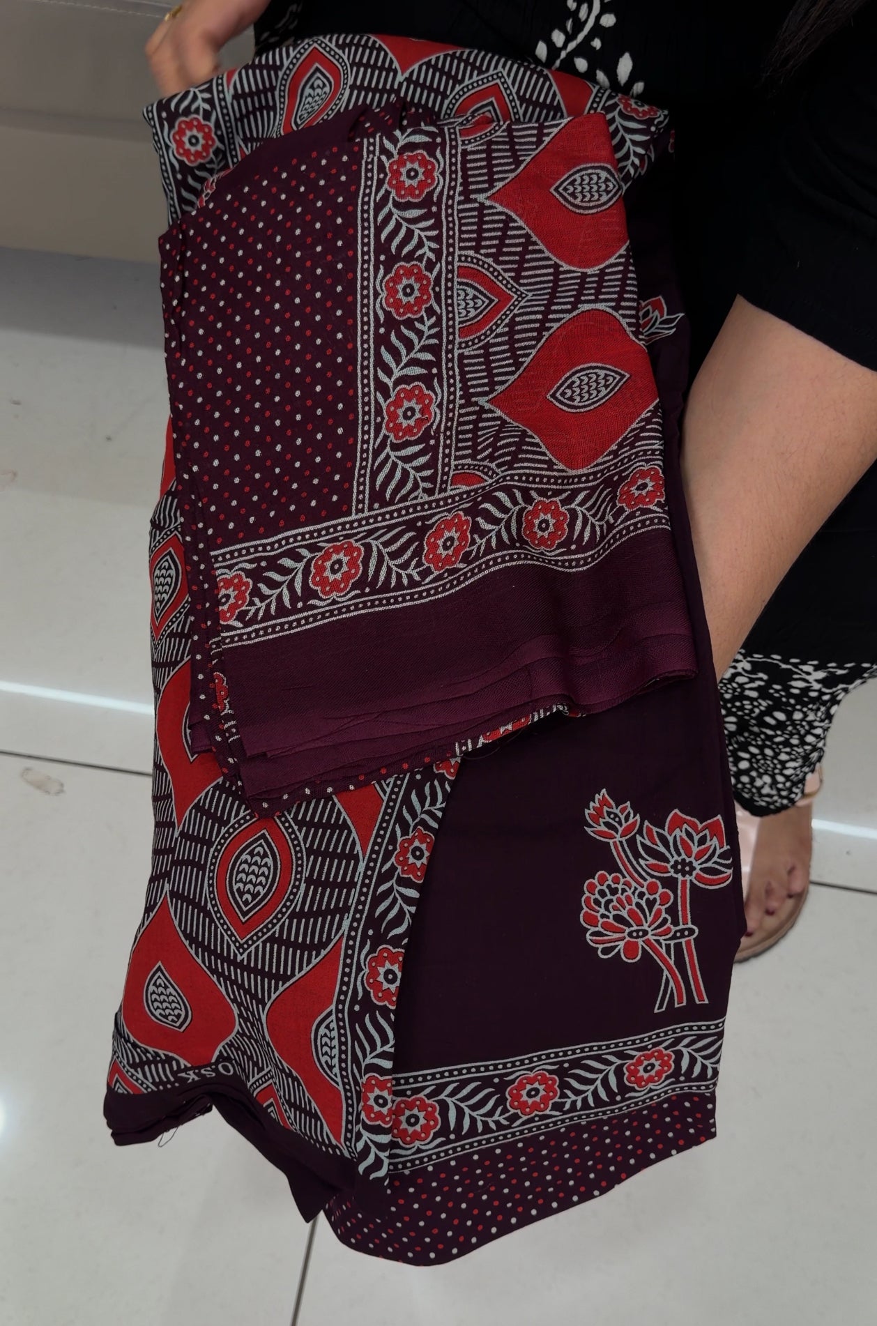 AJRAKH PRINTED UNSTITCHED SALWAR SUITS - IHA 29183