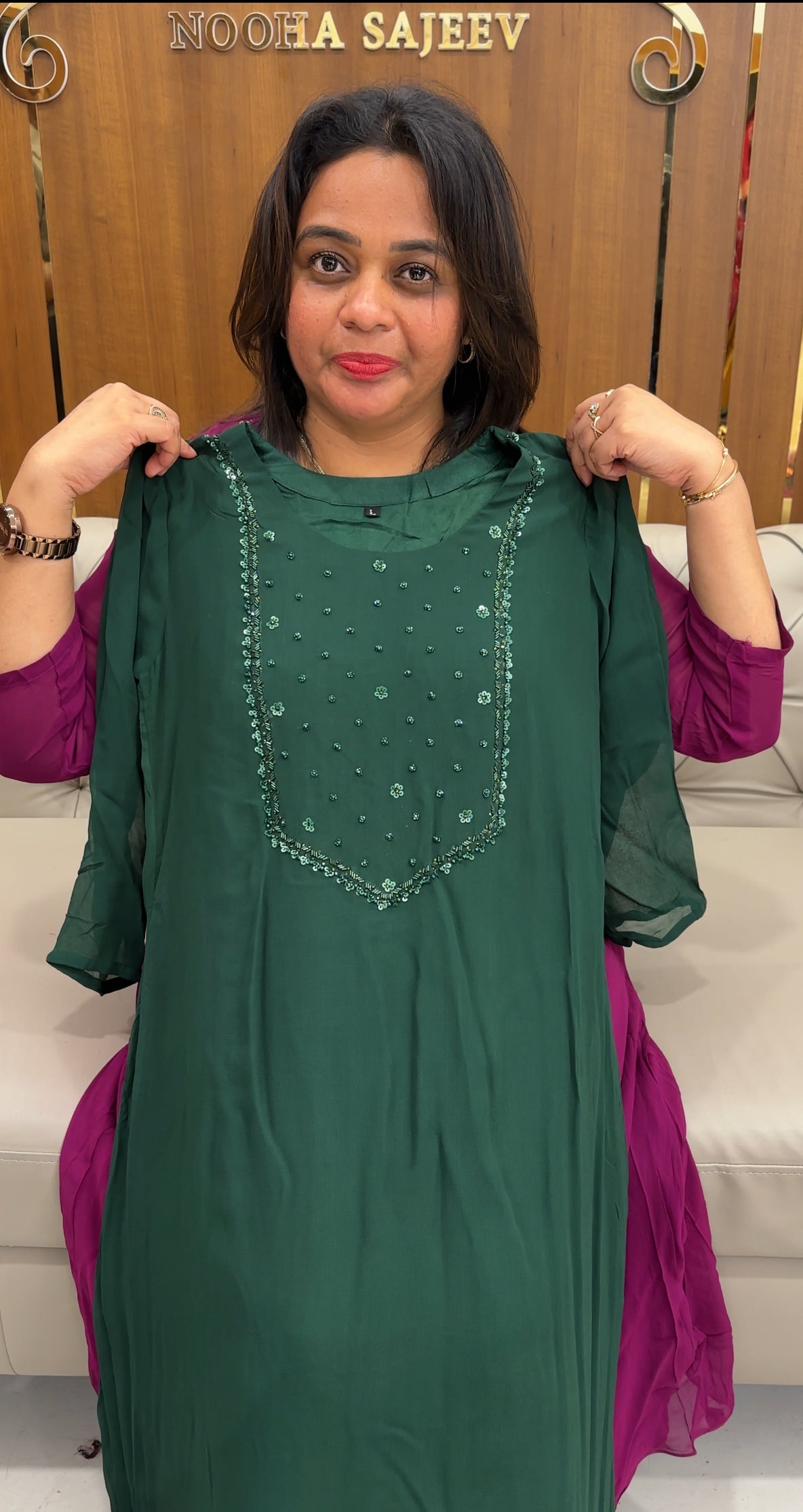 HAND WORKED GEORGETTE ALINE TOPS - IHA 25894