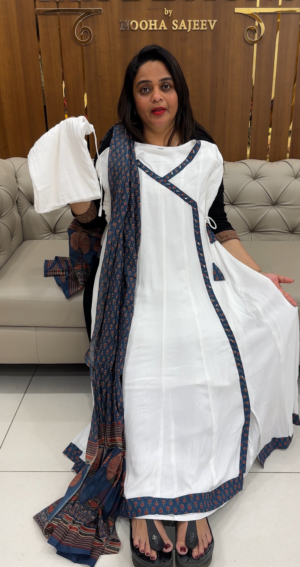 CRUSHED RAYON TOP, BOTTOM AND DUPATTA - IHA 28031