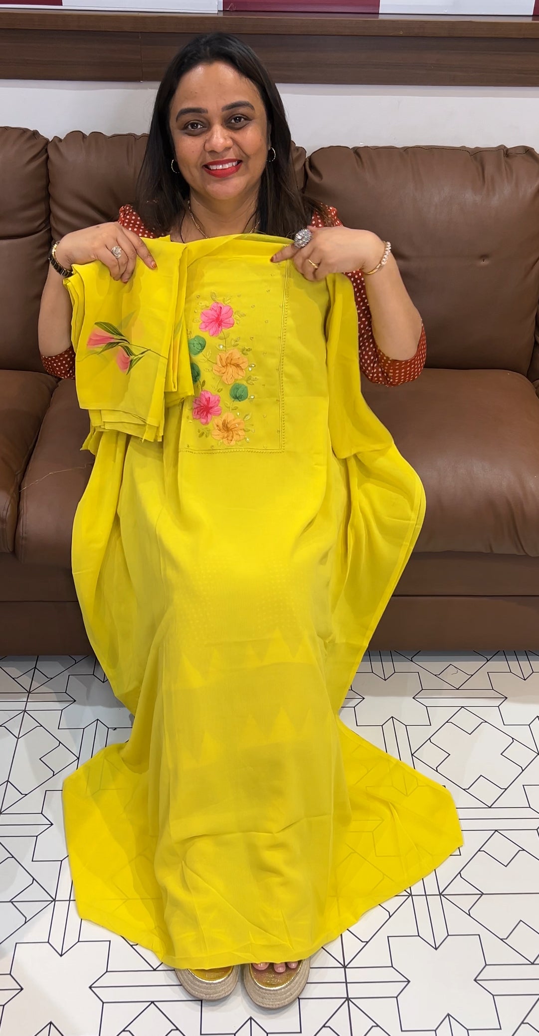 HAND PAINTED UNSTITCHED SALWAR SUITS - IHA 22750