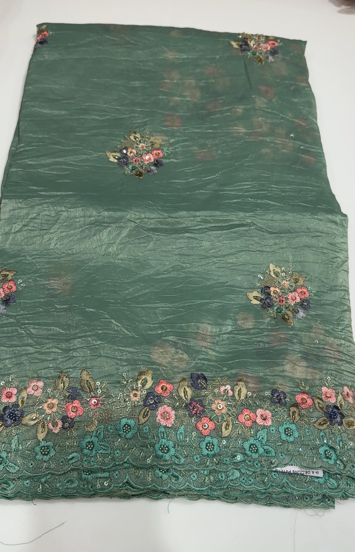 VELVET ORGANZA SAREES - IHA 24940