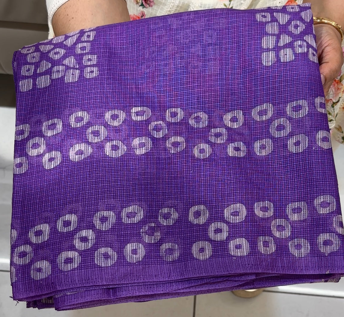 NET KOTA BATIK PRINTED SAREES - IHA 25039