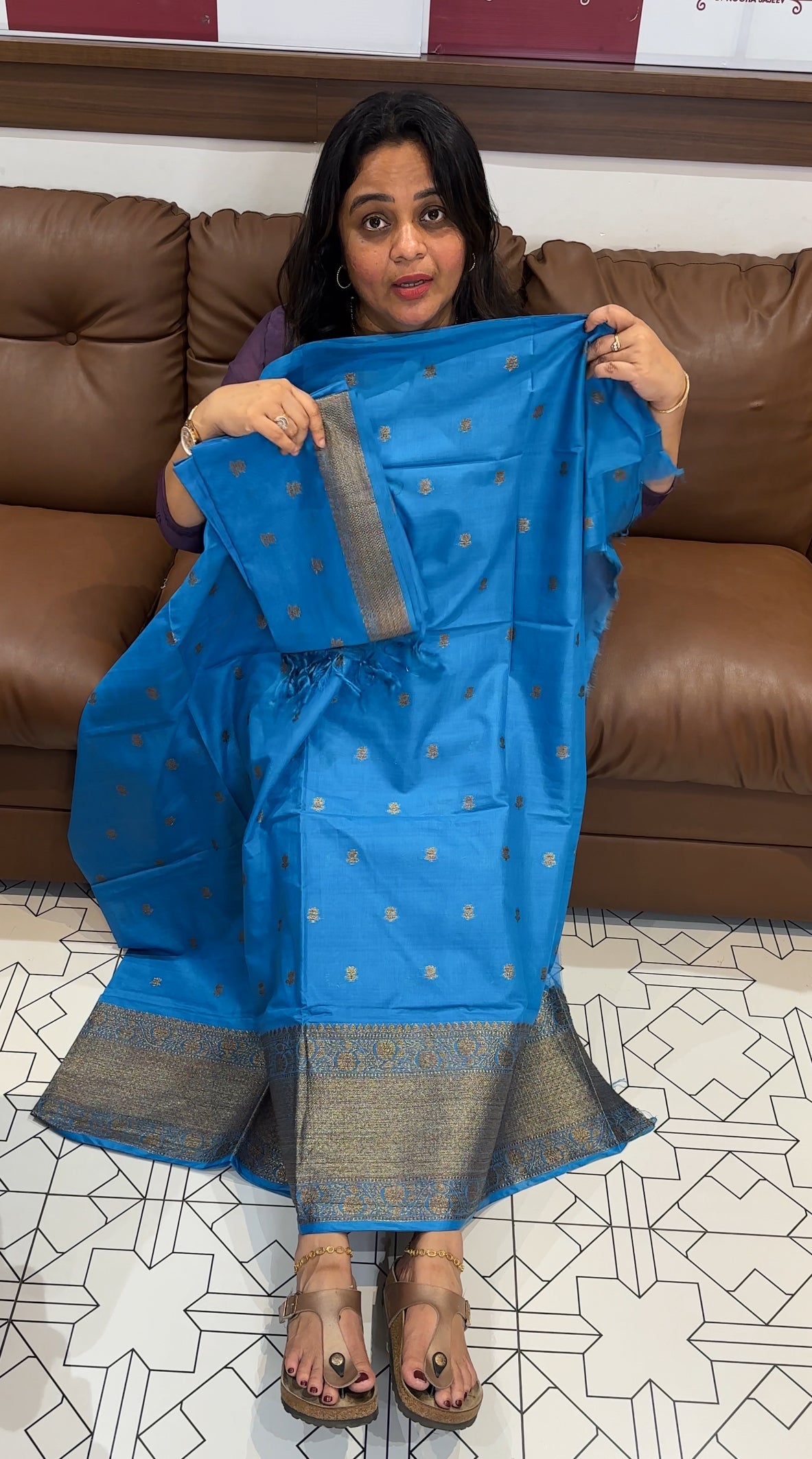 MUL CHANDERI UNSTITCHED SALWAR SUITS - IHA 27169