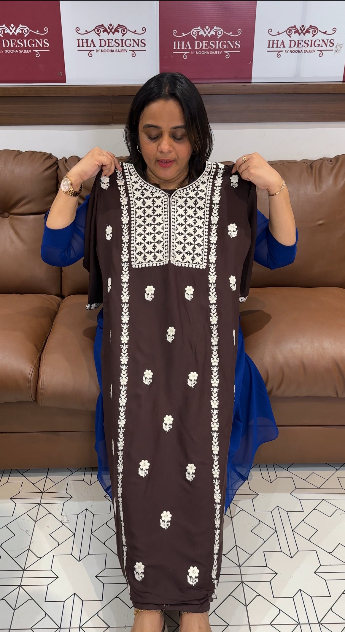 LUCKNOWI CHIKANKARI TOP AND BOTTOM - IHA 27199