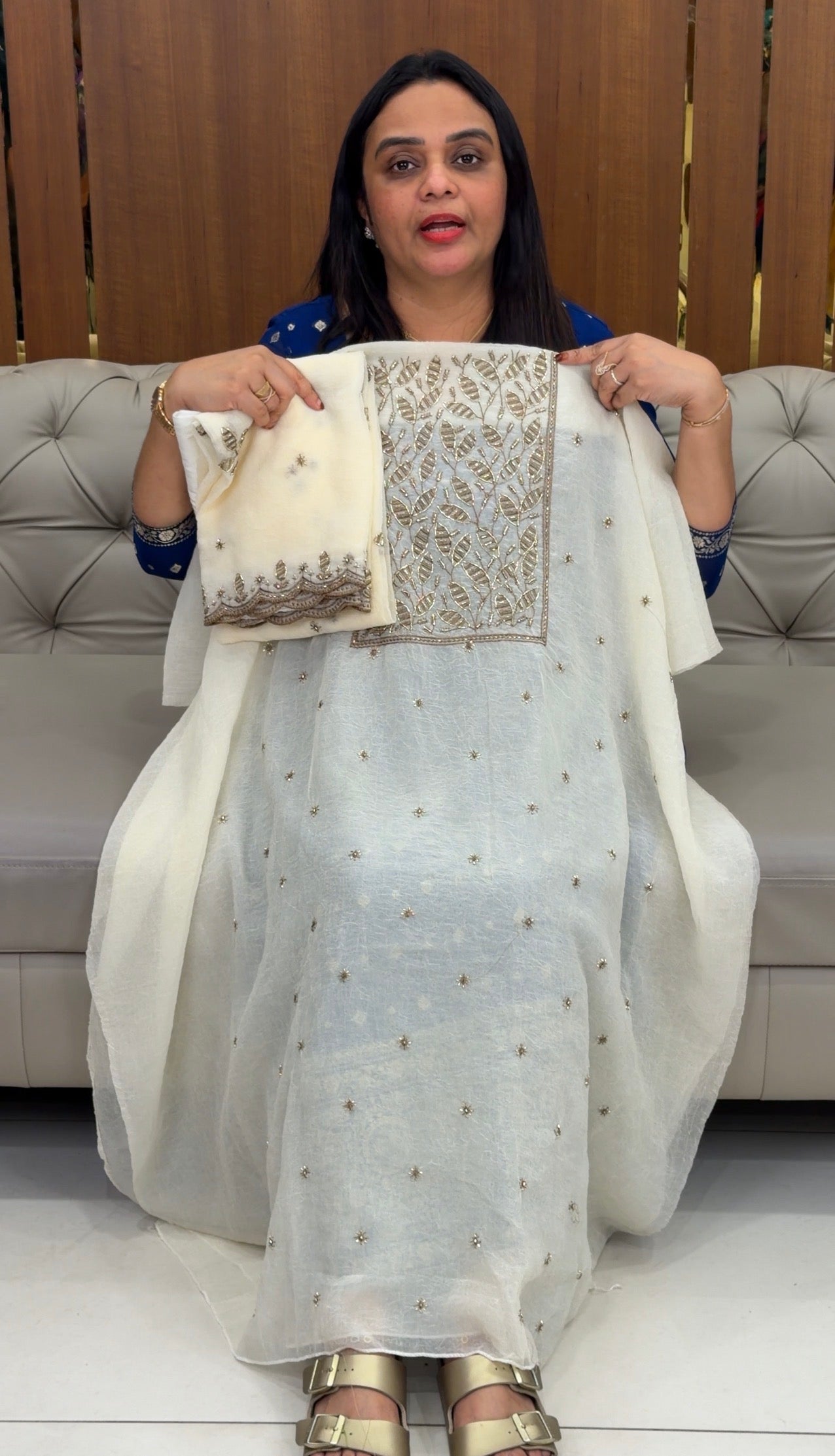 HANDWORKED UNSTITCHED SALWAR SUITS - IHA 32426