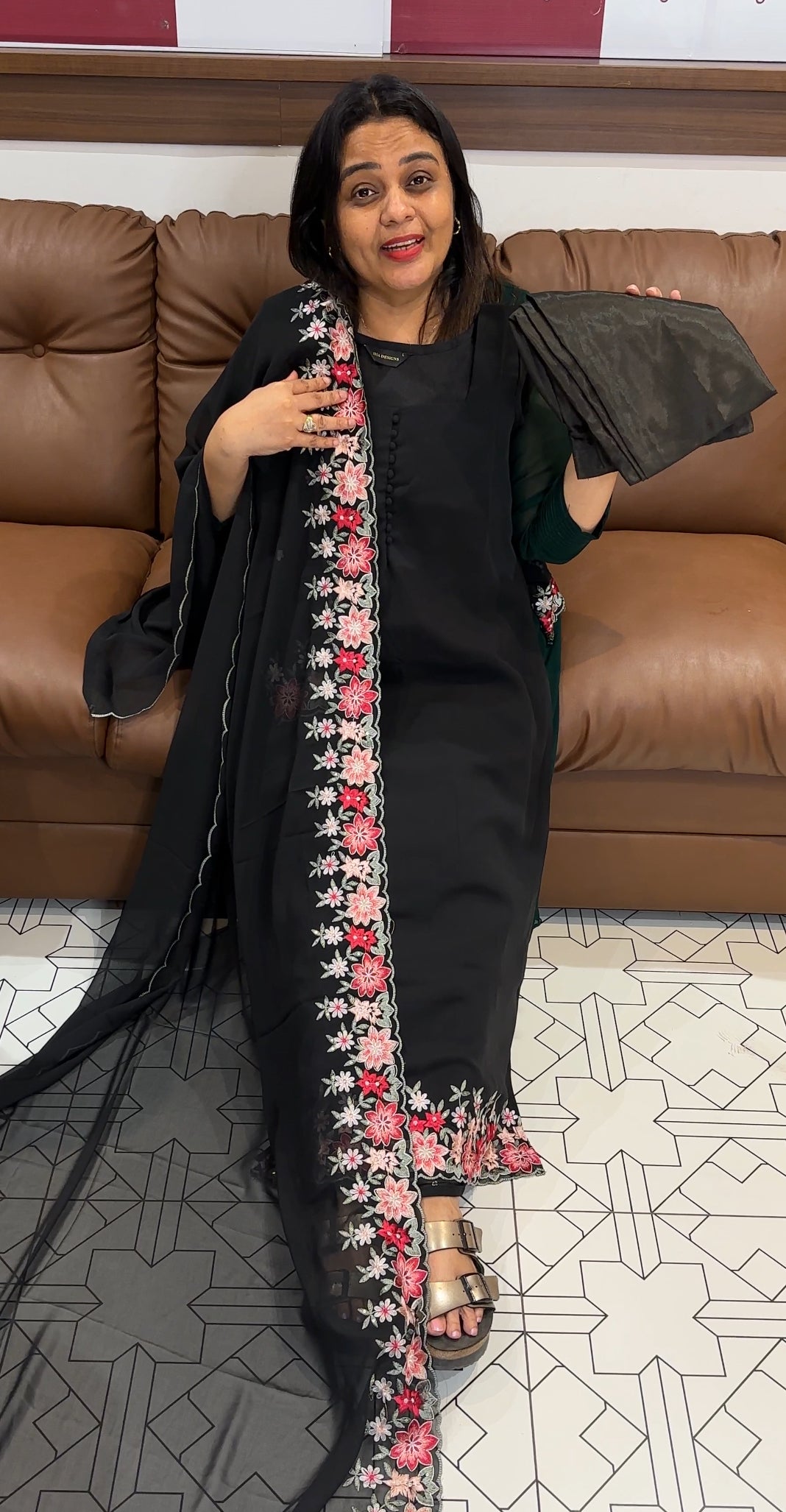 IHA'S IN-HOUSE A-LINE TOP, BOTTOM AND DUPATTA - IHA 20643