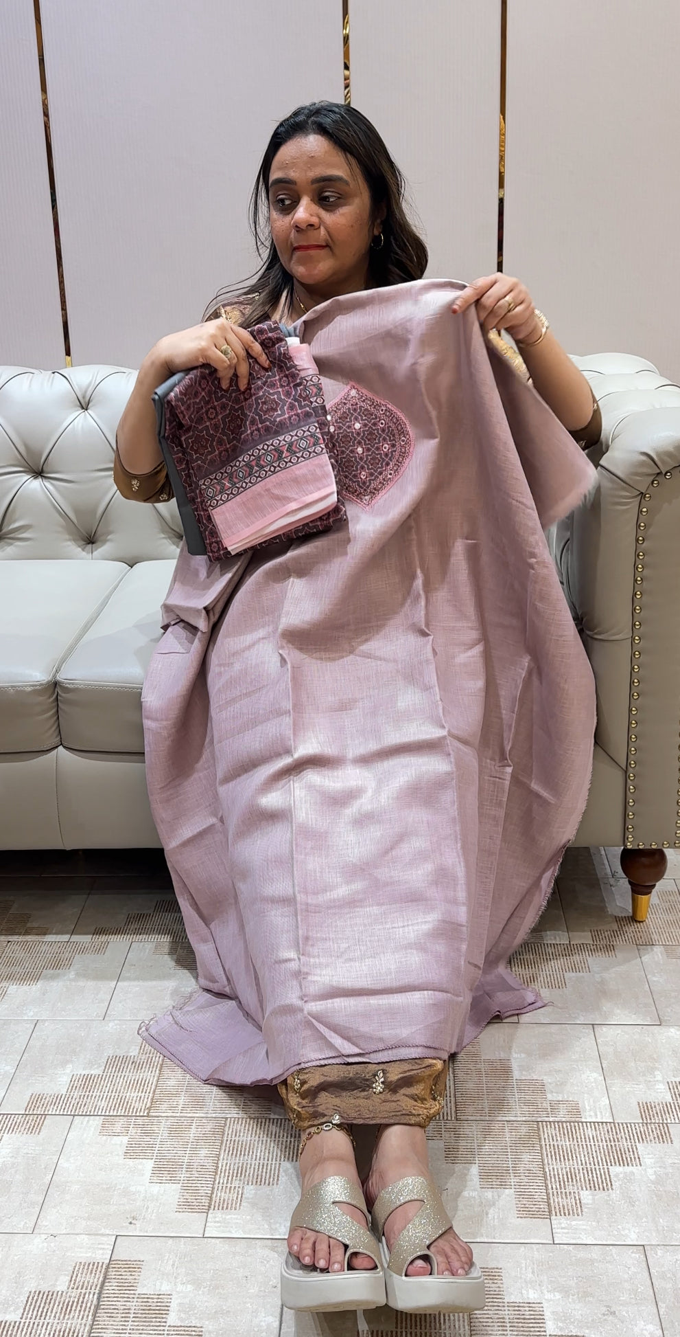 LINEN UNSTITCHED SALWAR SUITS - IHA 22706