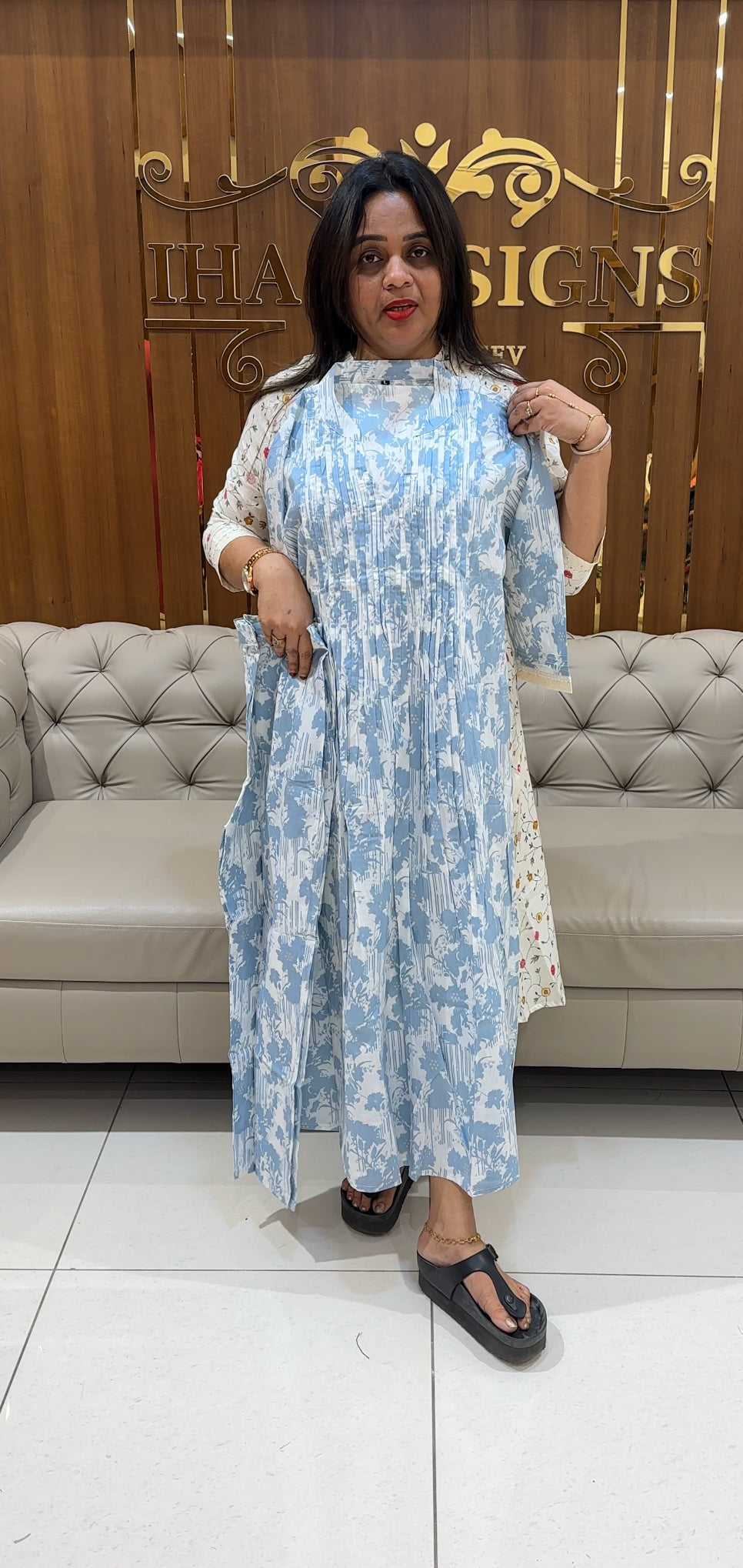 PRINTED COTTON ALINE TOP AND BOTTOM - IHA 24523