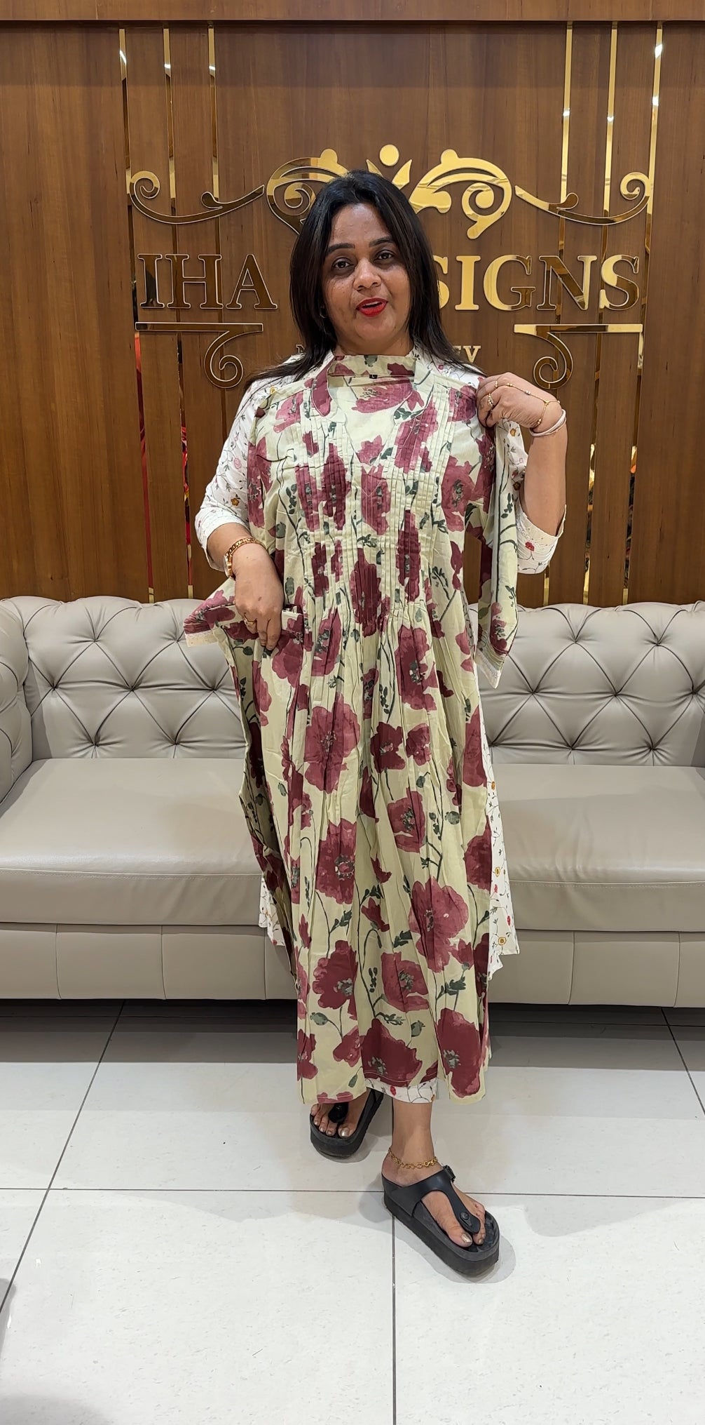 PRINTED COTTON ALINE TOP AND BOTTOM - IHA 24523