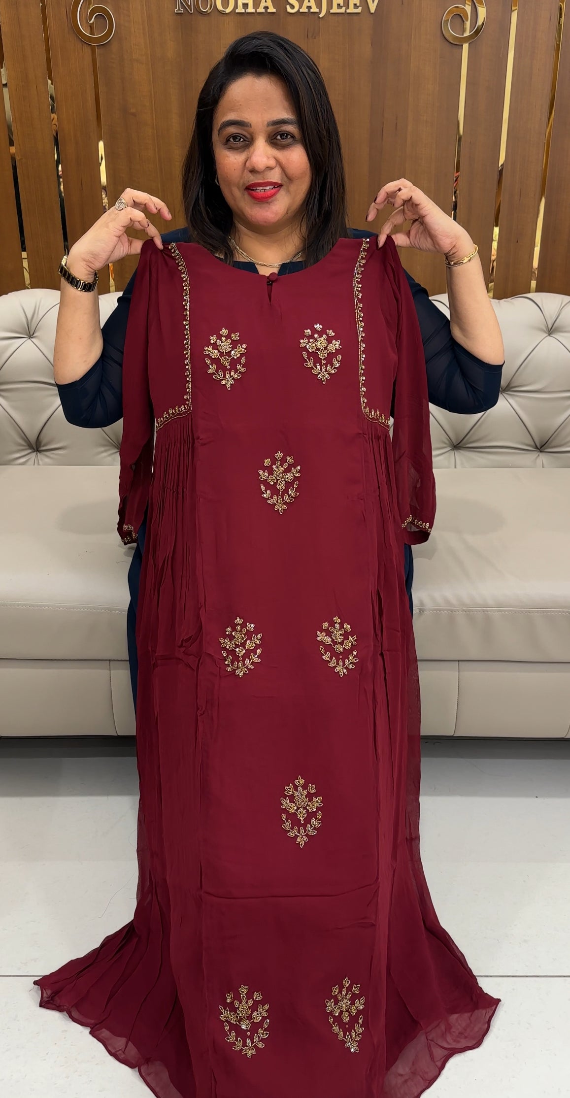 VISCOSE GEORGETTE LONG TOPS - IHA 25876