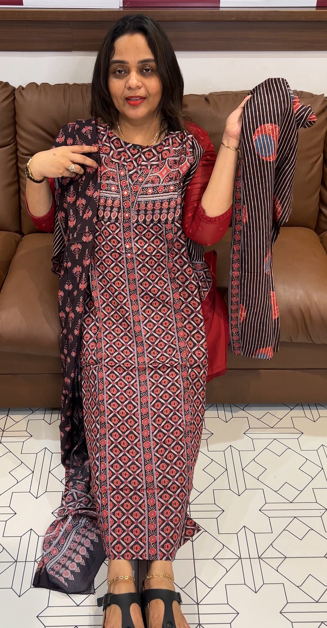 MODAL SLITTED TOP, BOTTOM AND DUPATTA - IHA 22783