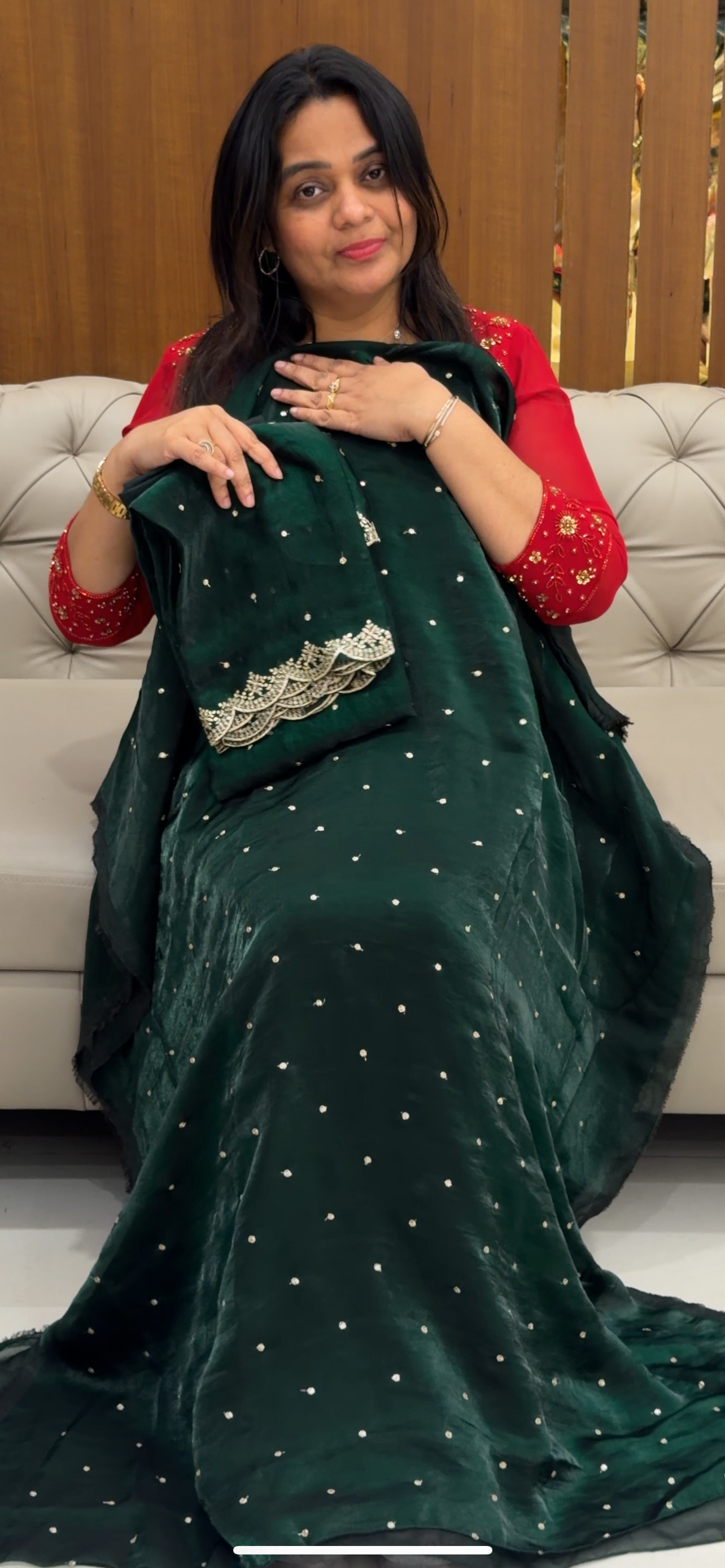 VELVET ORGANZA UNSTITCHED SALWAR SUITS - IHA 28791