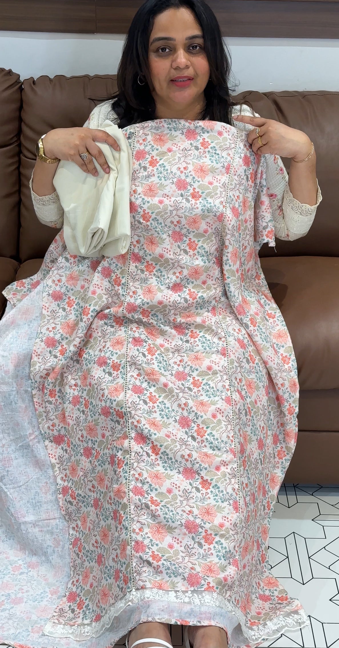 PRINTED LINEN UNSTITCHED SALWAR SUITS - IHA 27787