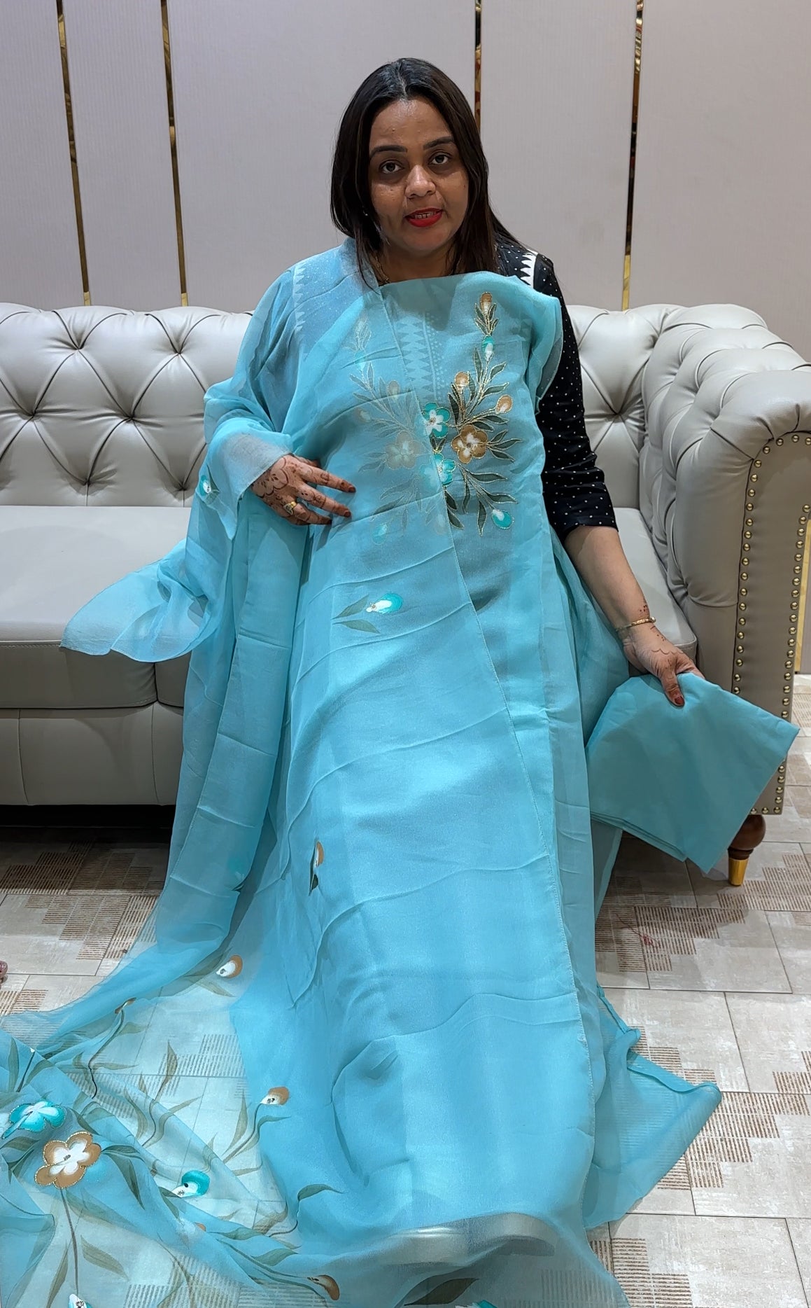CRUSHED TISSUE UNSTITCHED SALWAR SUITS - IHA 22023