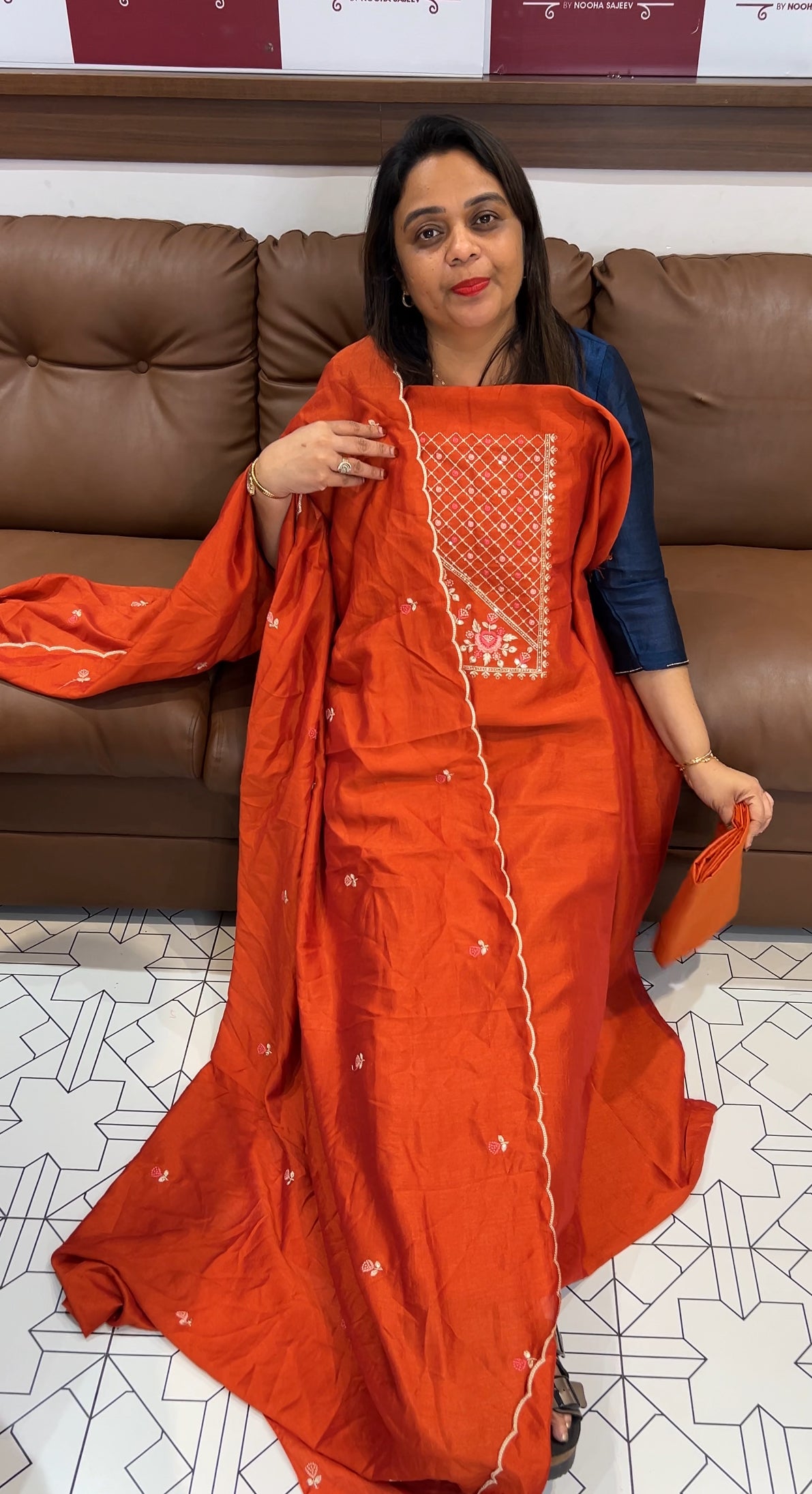SEMI RAW SILK UNSTITCHED SALWAR SUITS - IHA 24566