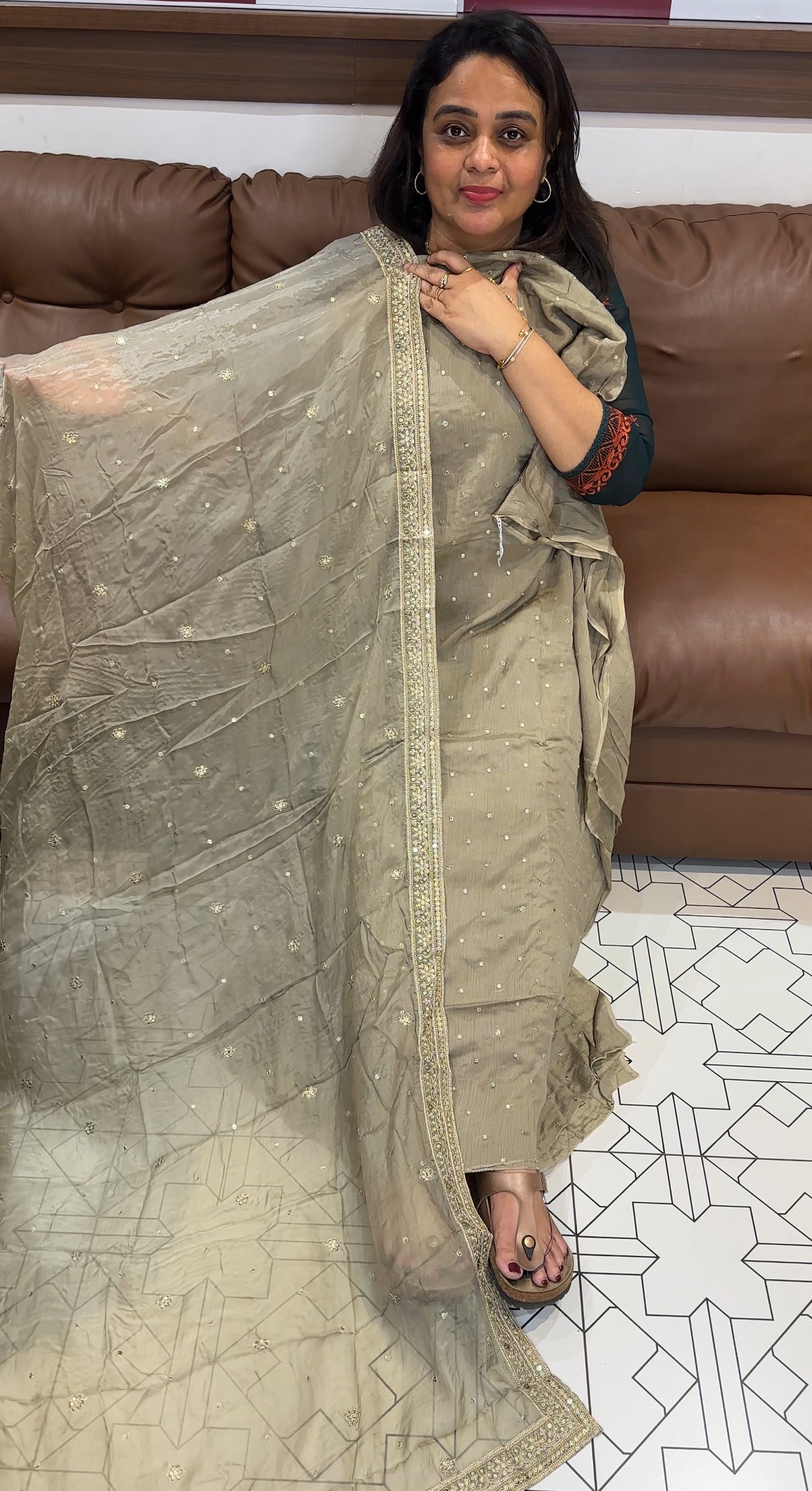PLATINUM CHIFFON UNSTITCHED SALWAR SUITS - IHA 26271